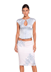 Aamira Round Neck Top And Skirt Set