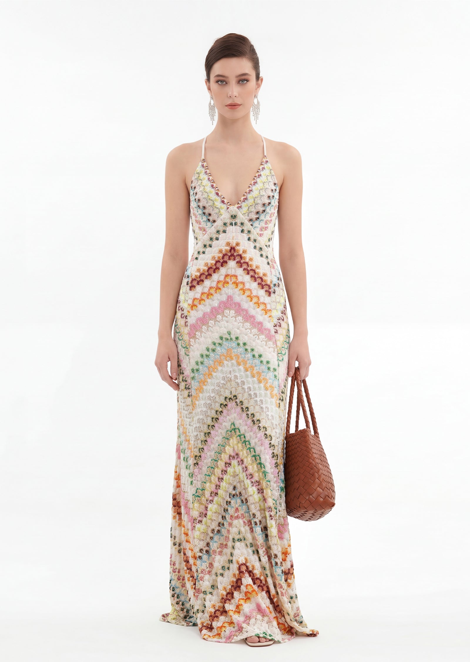 Midikleid in A-Linie mit Blumenmuster und Laternenärmeln