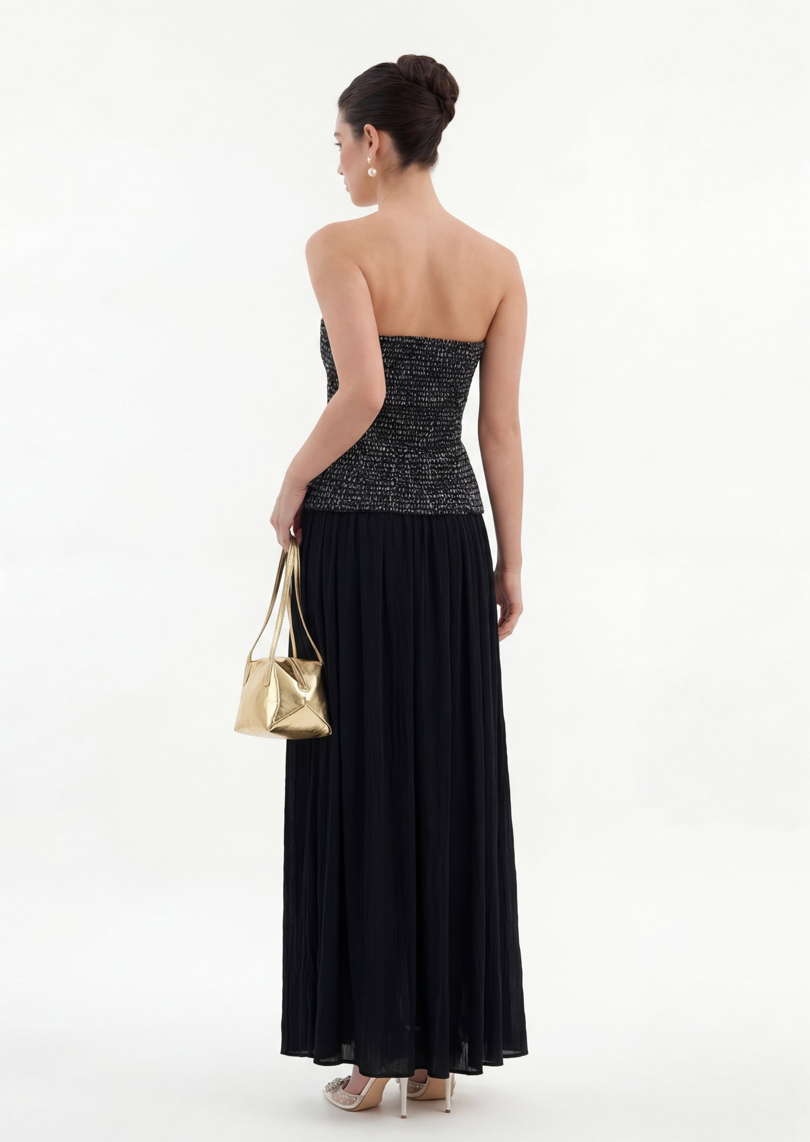 Midikleid in A-Linie mit Blumenmuster und Laternenärmeln