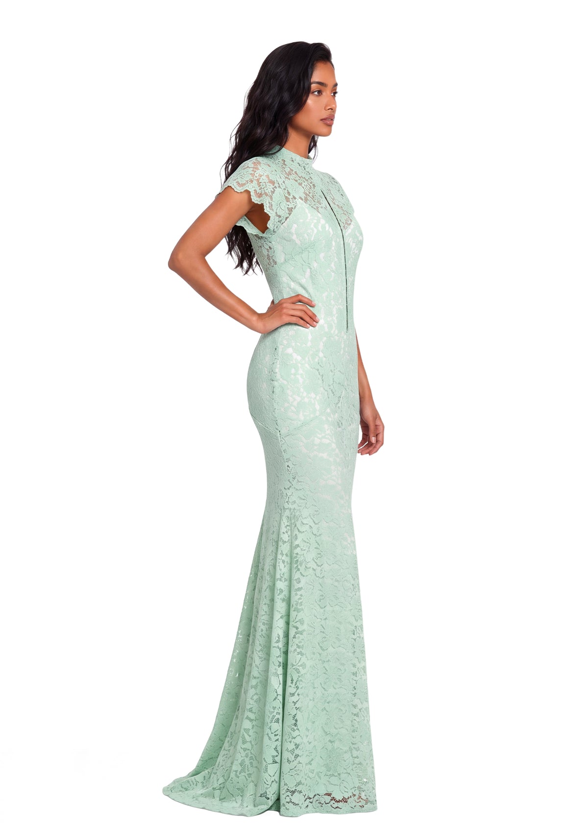 Midikleid in A-Linie mit Blumenmuster und Laternenärmeln