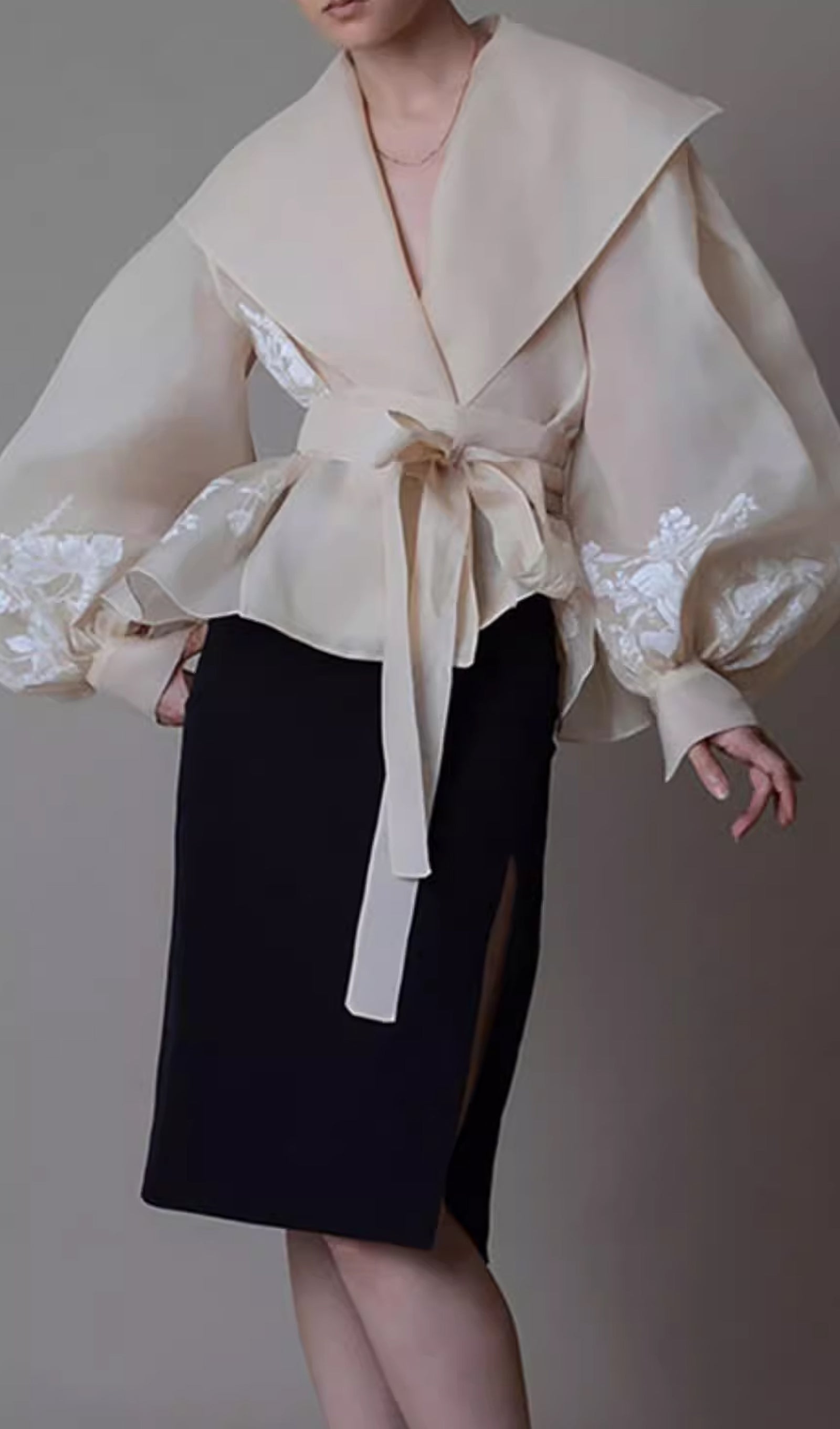 Tulle Jacquard Tie Shirt