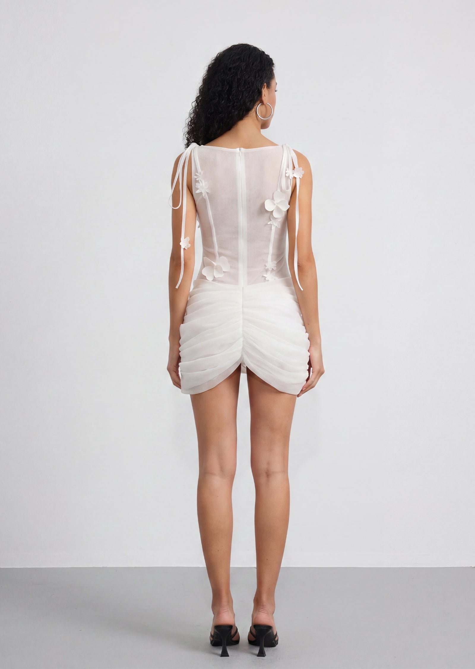 Niaca Mini Dress With Textured In White