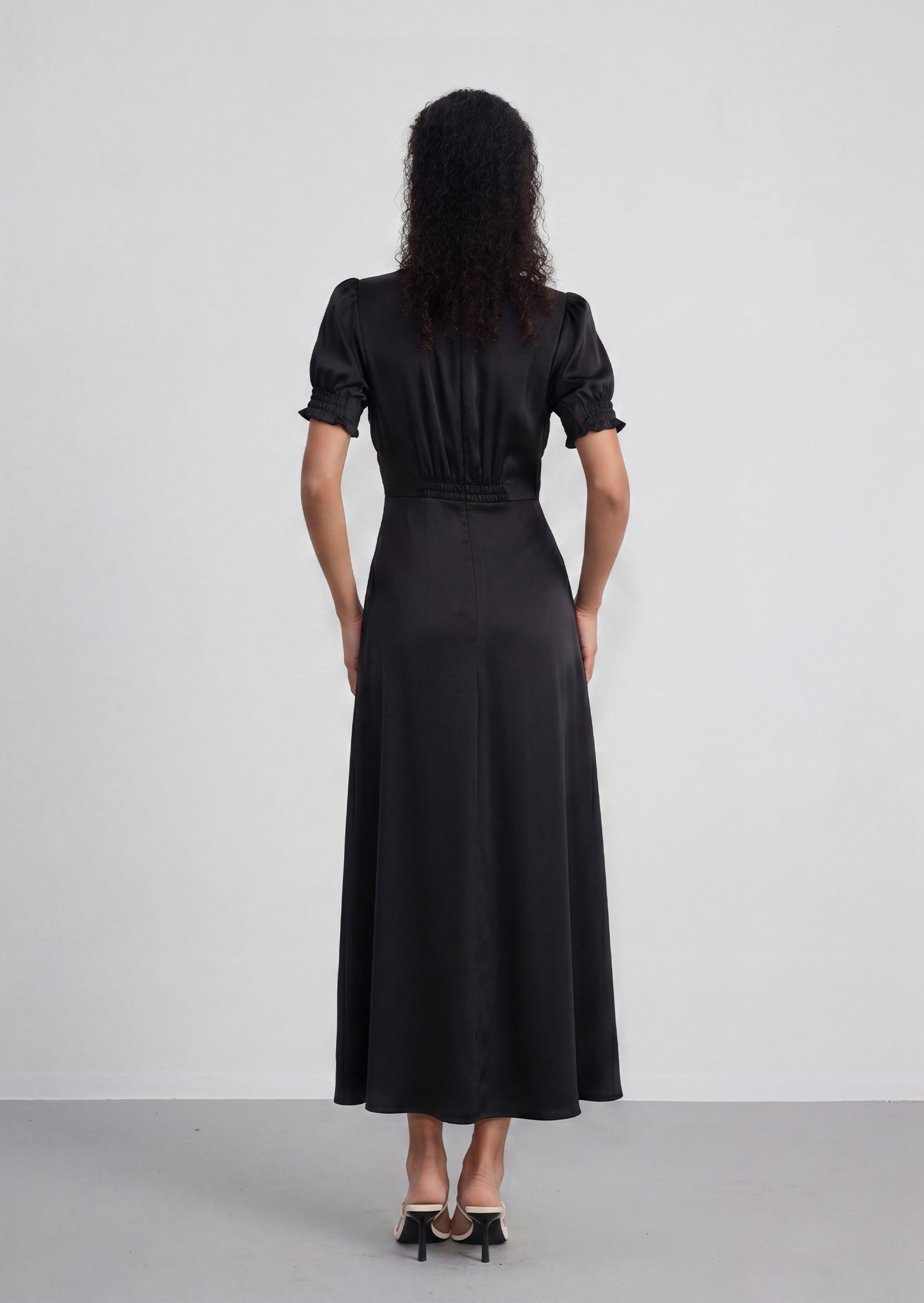 Ayla  Embellished Hammered Maxi Dress In Black