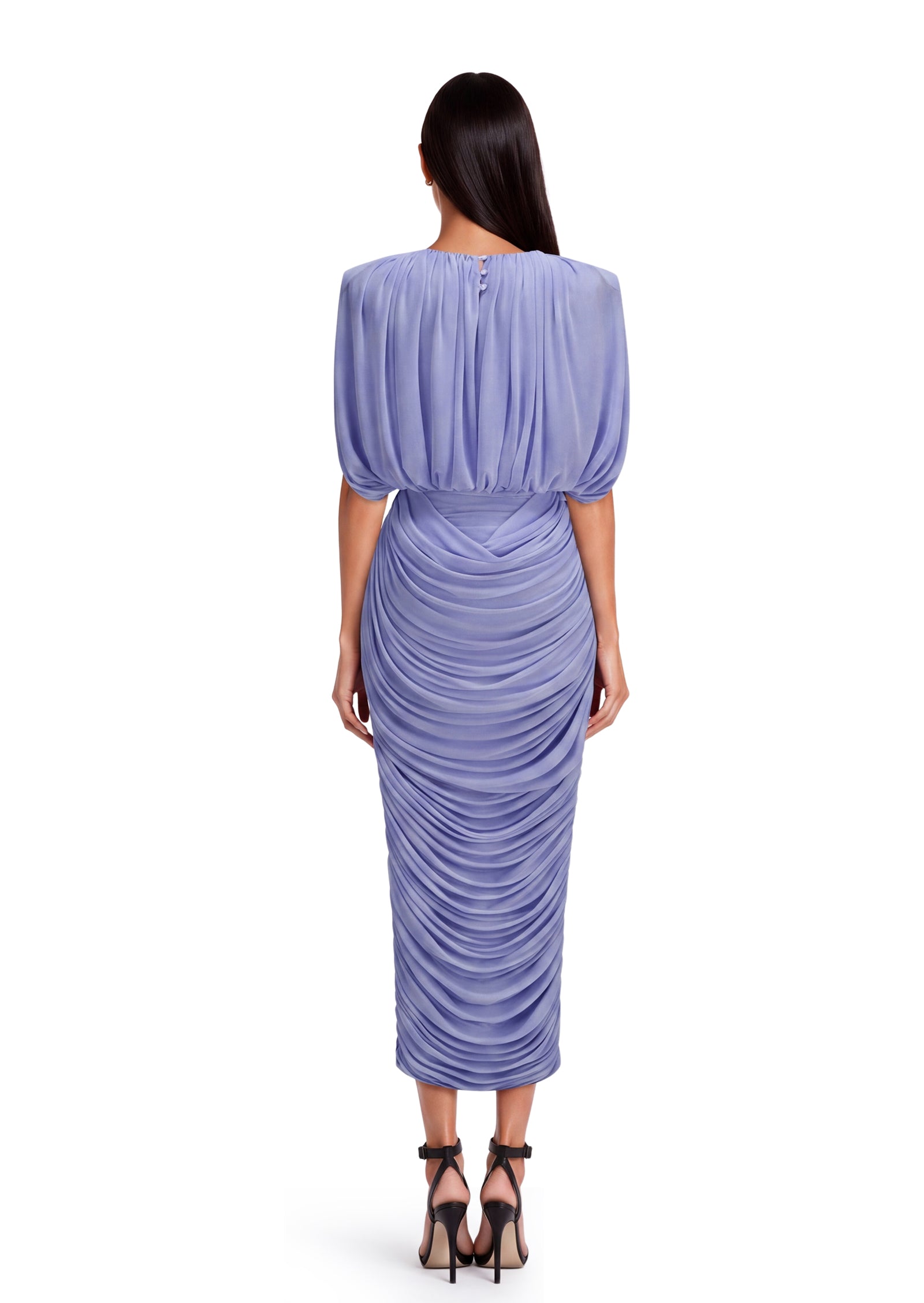 Midikleid in A-Linie mit Blumenmuster und Laternenärmeln