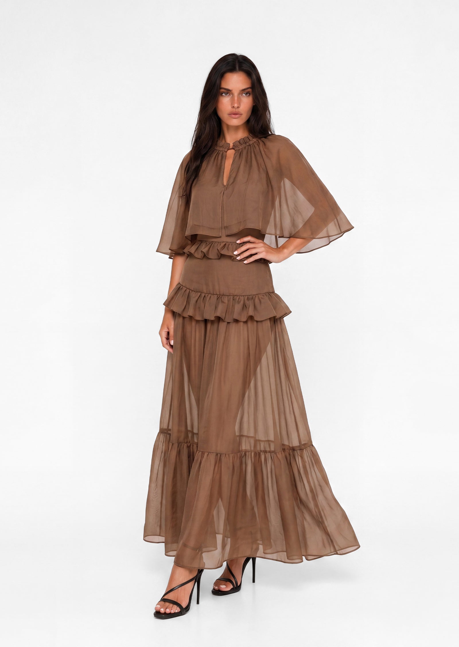 Dale Sem-Sheer Ruffled Skirt Two Piece Set