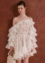 Midikleid in A-Linie mit Blumenmuster und Laternenärmeln