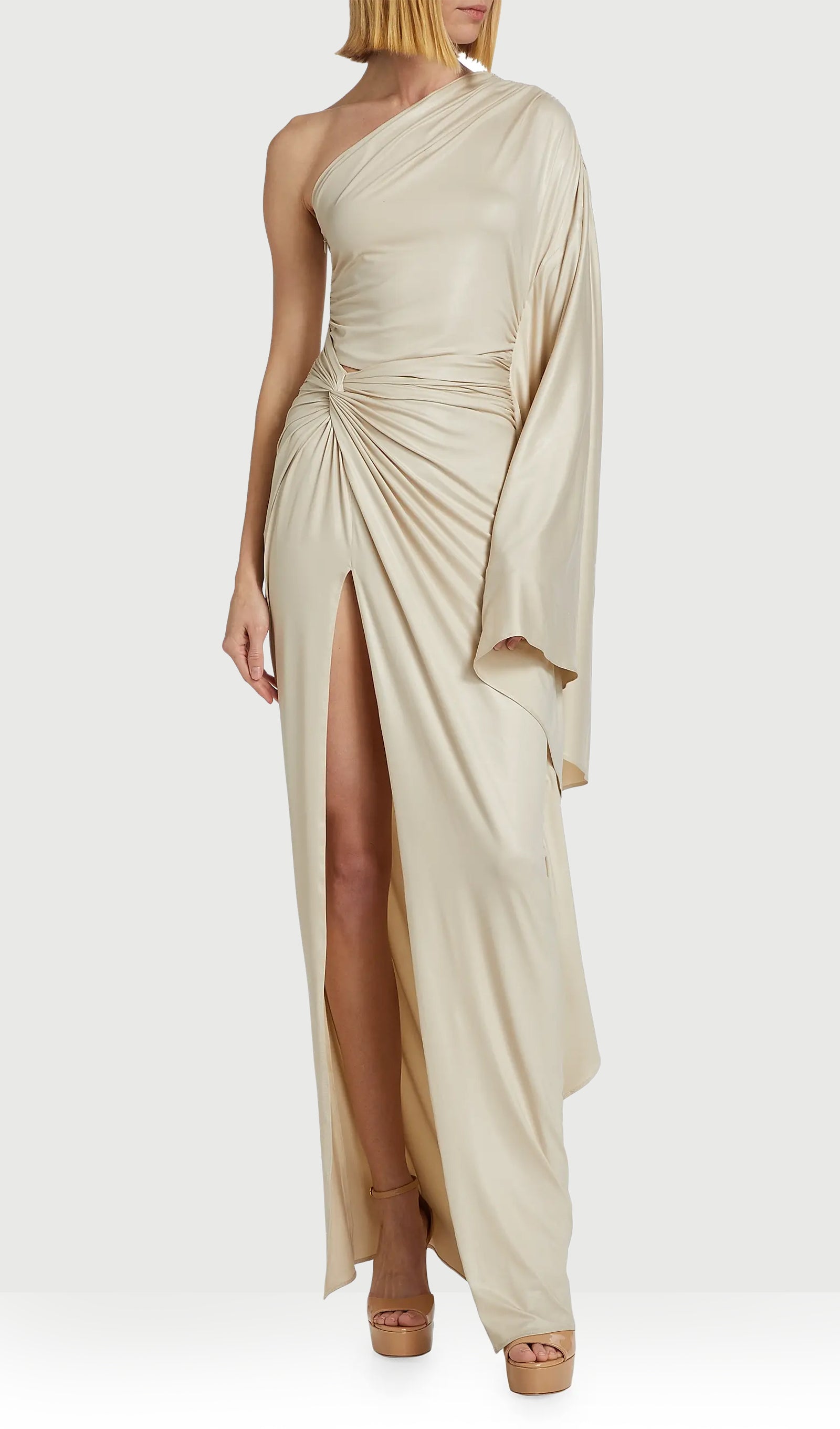 Midikleid in A-Linie mit Blumenmuster und Laternenärmeln