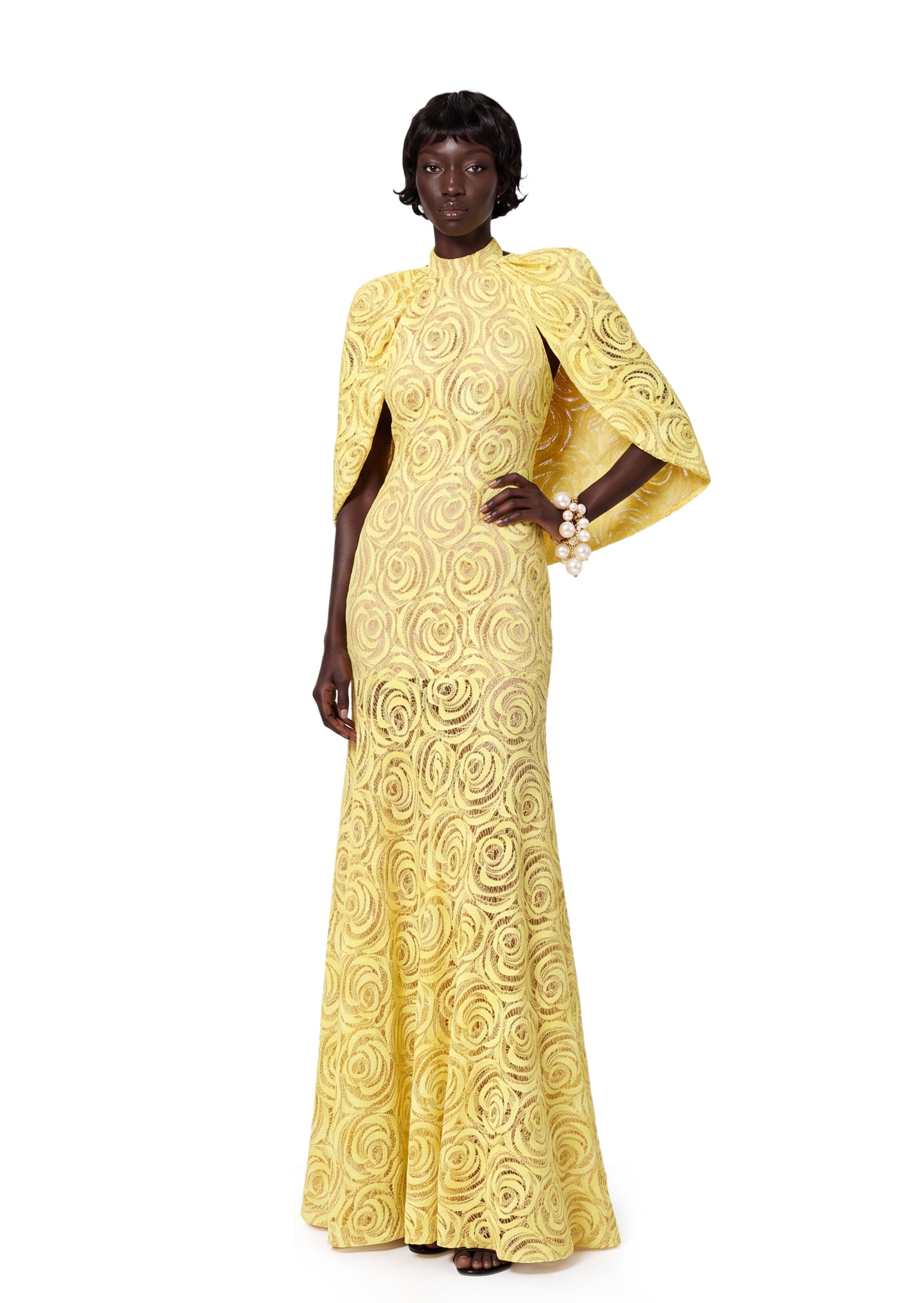Midikleid in A-Linie mit Blumenmuster und Laternenärmeln