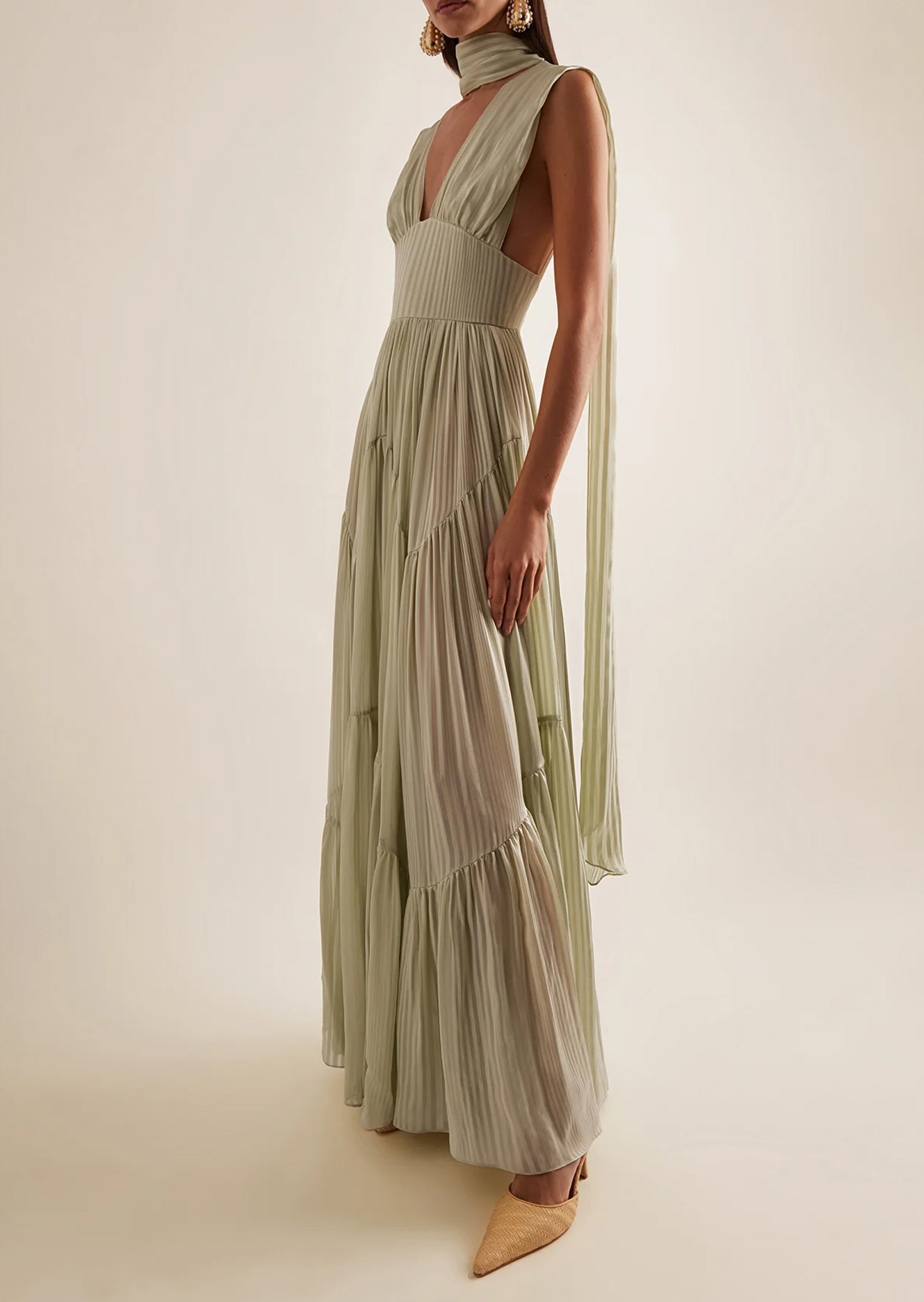 Ferrara Striped Satin Maxi Dress