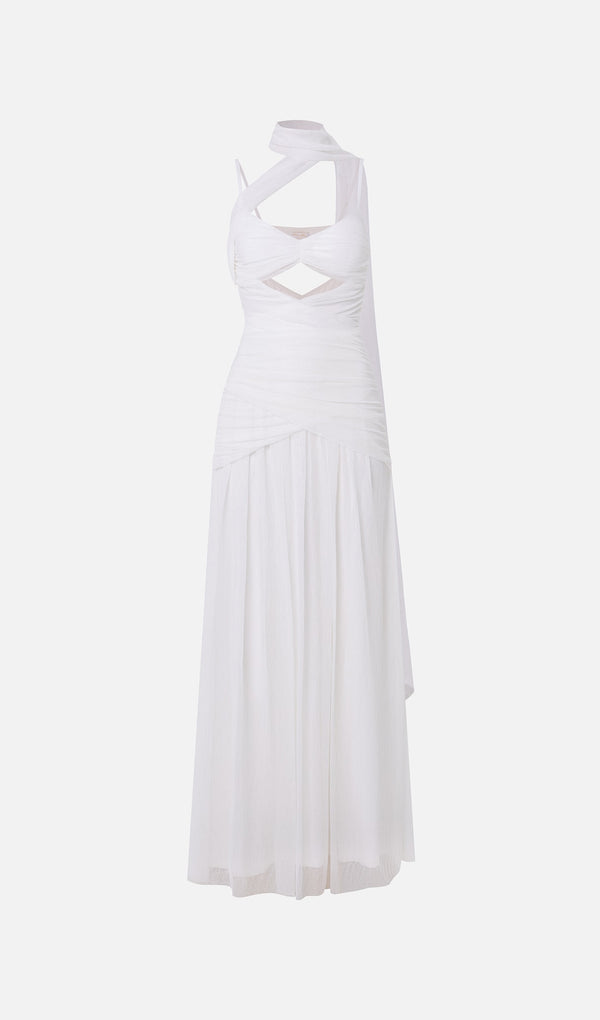 Sleeveless Crinkled Chiffon Maxi Dress