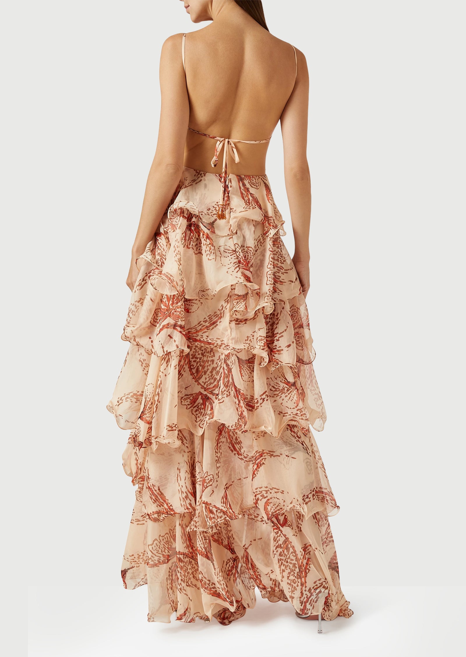 Midikleid in A-Linie mit Blumenmuster und Laternenärmeln