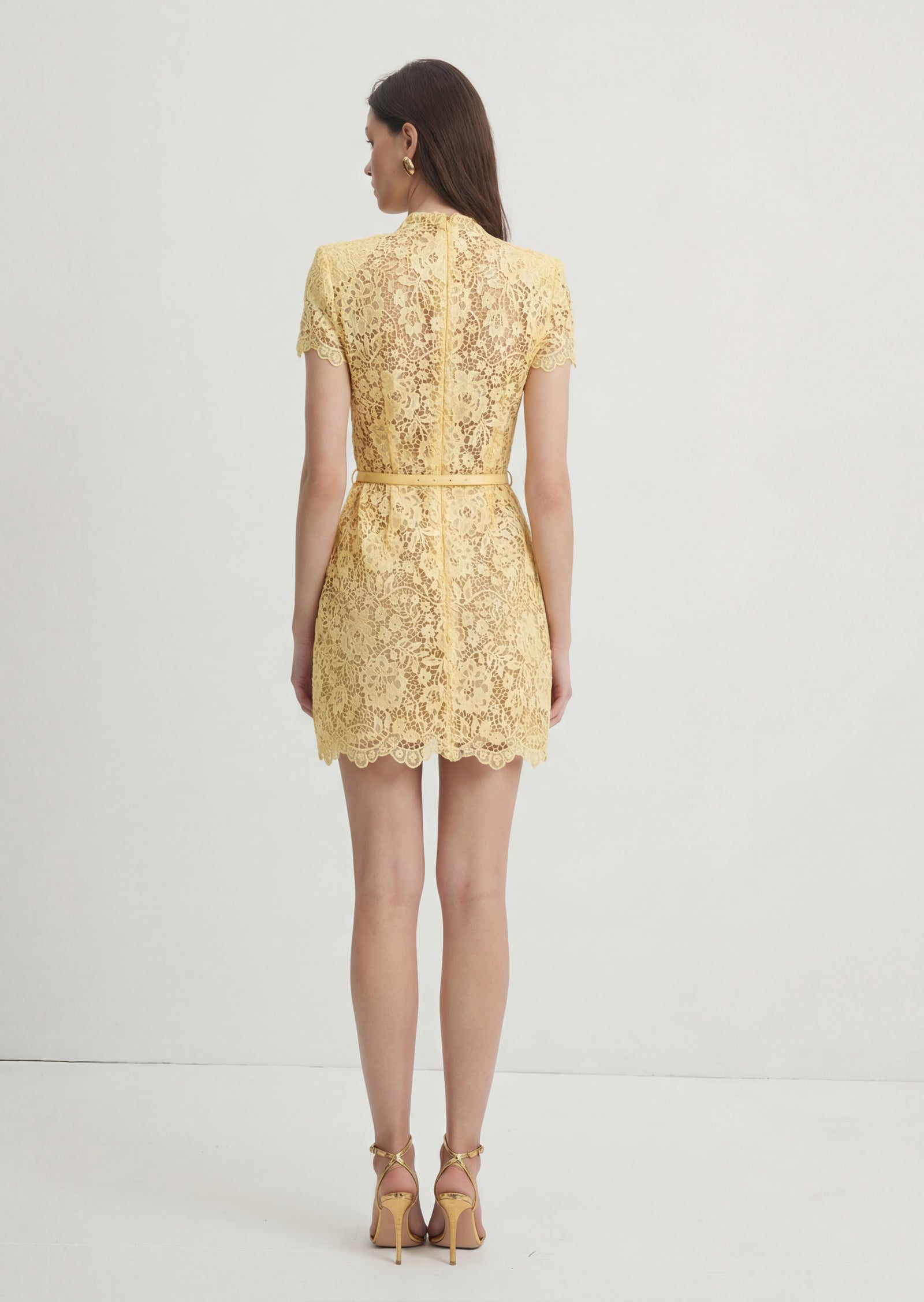 Milly Lace Mini Dress In Yellow