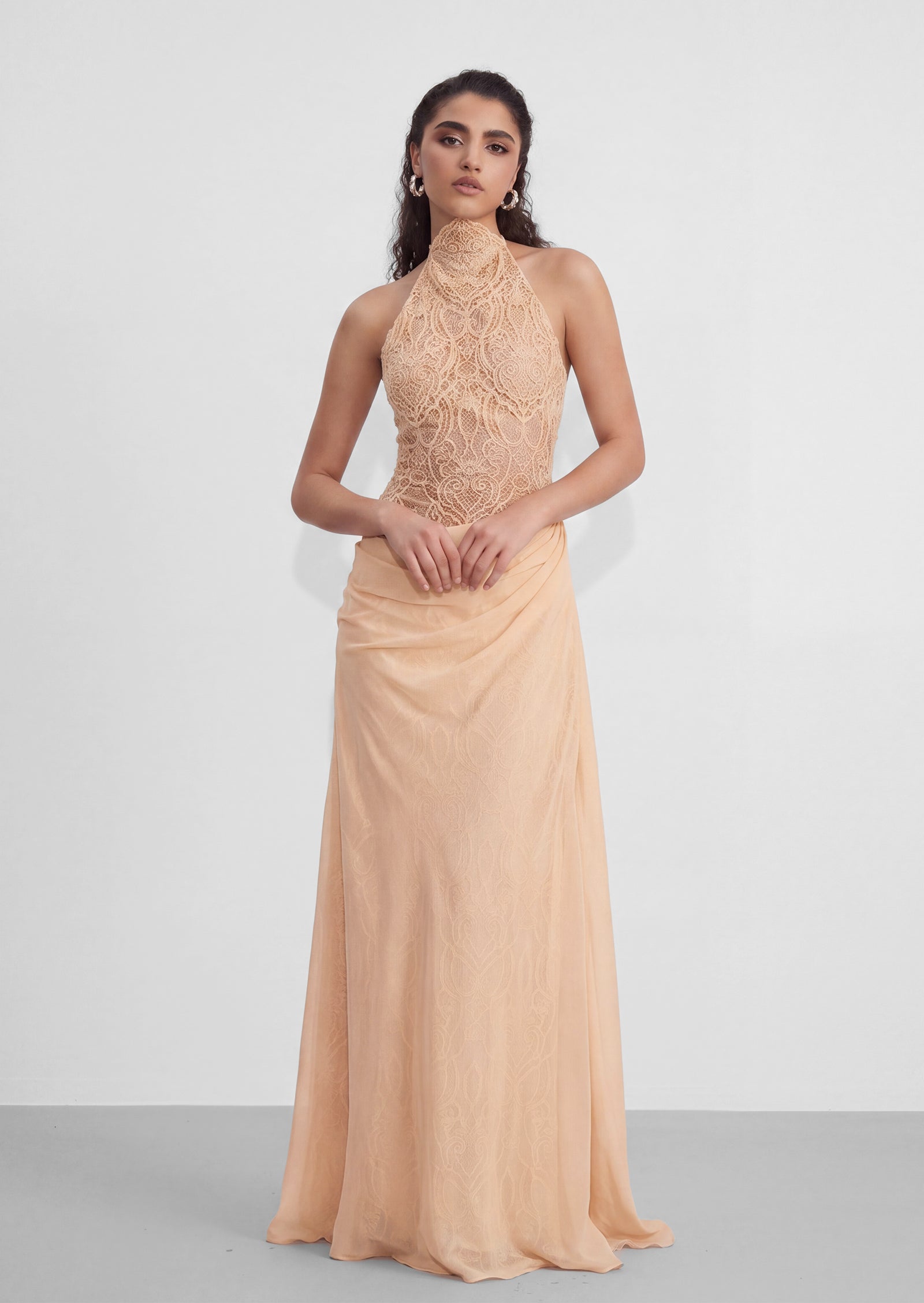 Midikleid in A-Linie mit Blumenmuster und Laternenärmeln