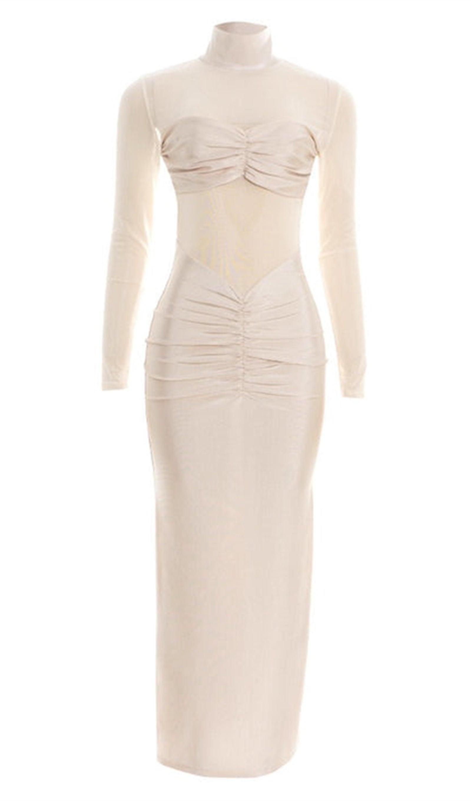 Noor Elegance Pleated Turtleneck Maxi Dress