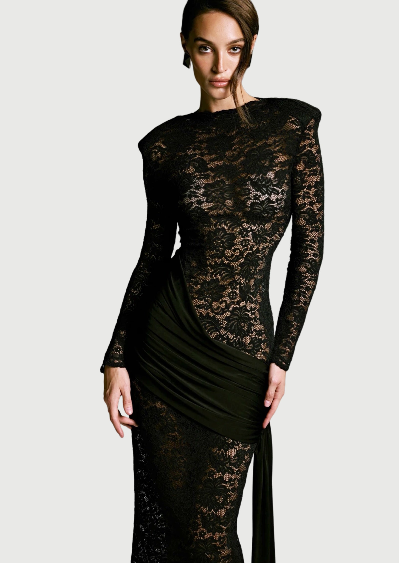 Siren Lace Midi Dress In Black