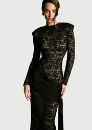 Siren Lace Midi Dress In Black