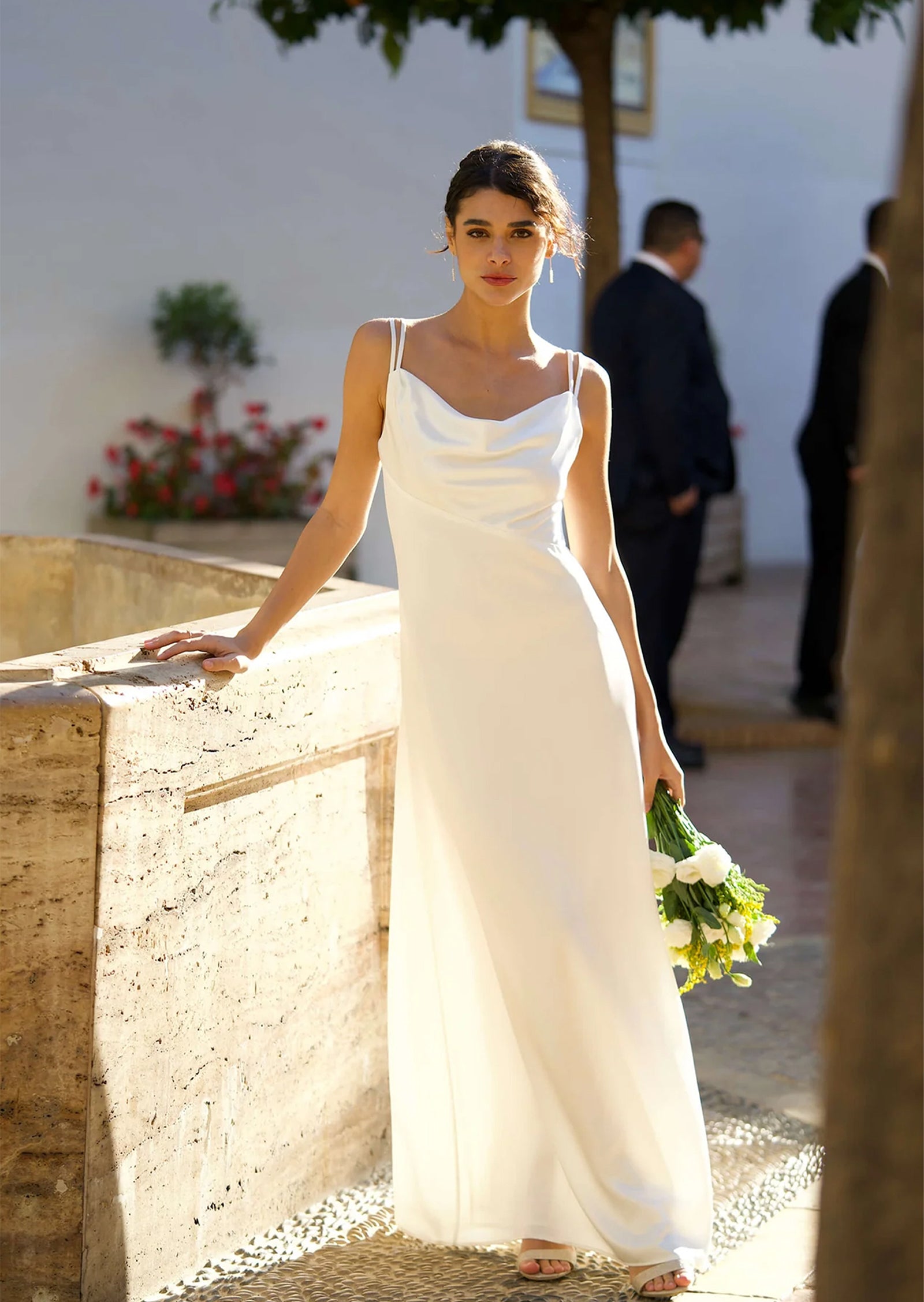Satin Cowl-Neck Maxi Dress