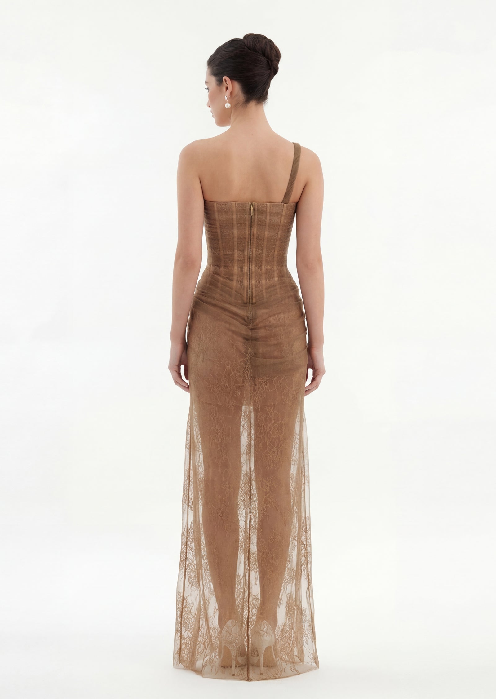 Midikleid in A-Linie mit Blumenmuster und Laternenärmeln