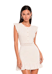 Ebony White Ruffled Knit Mini Dress