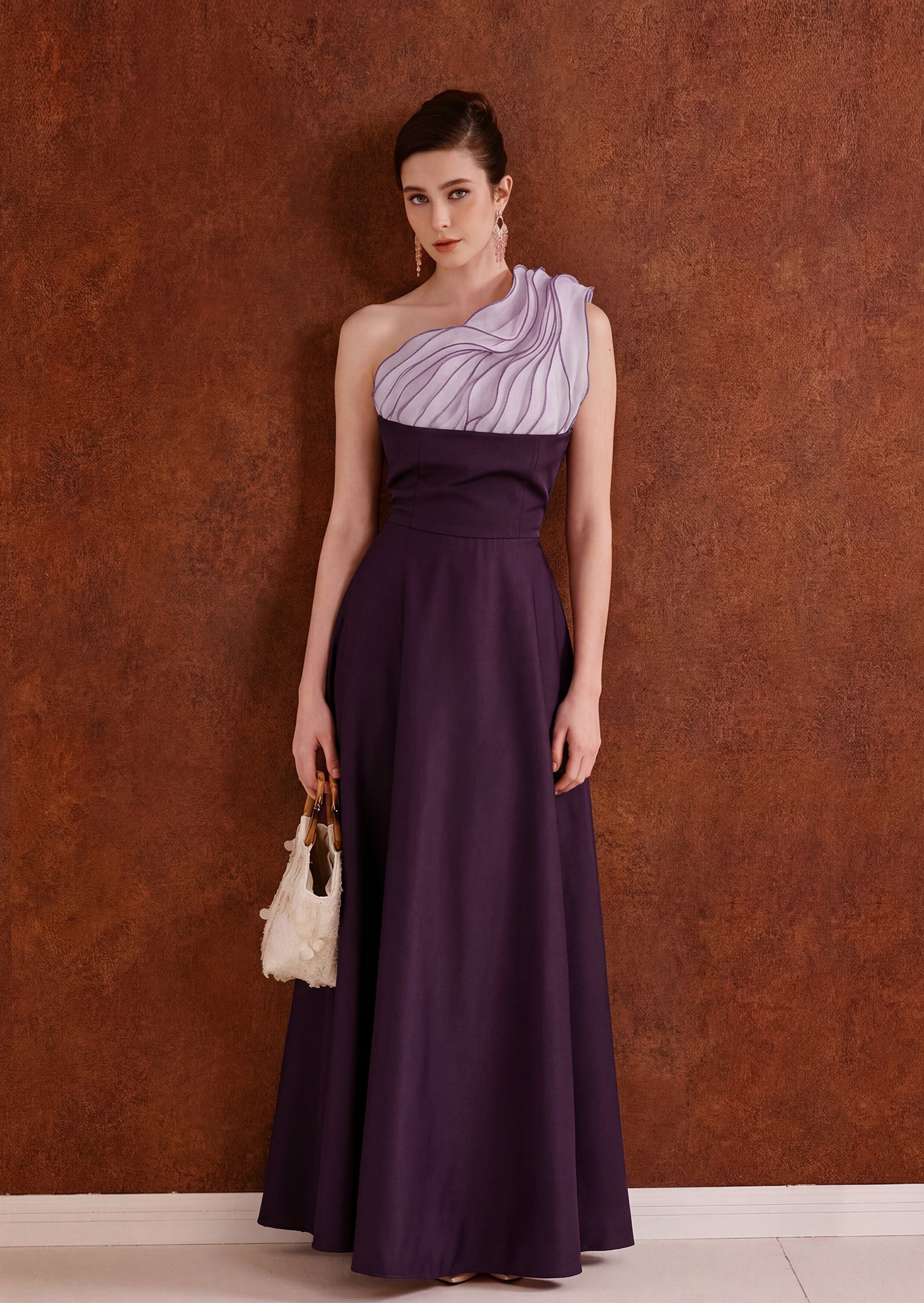 Midikleid in A-Linie mit Blumenmuster und Laternenärmeln