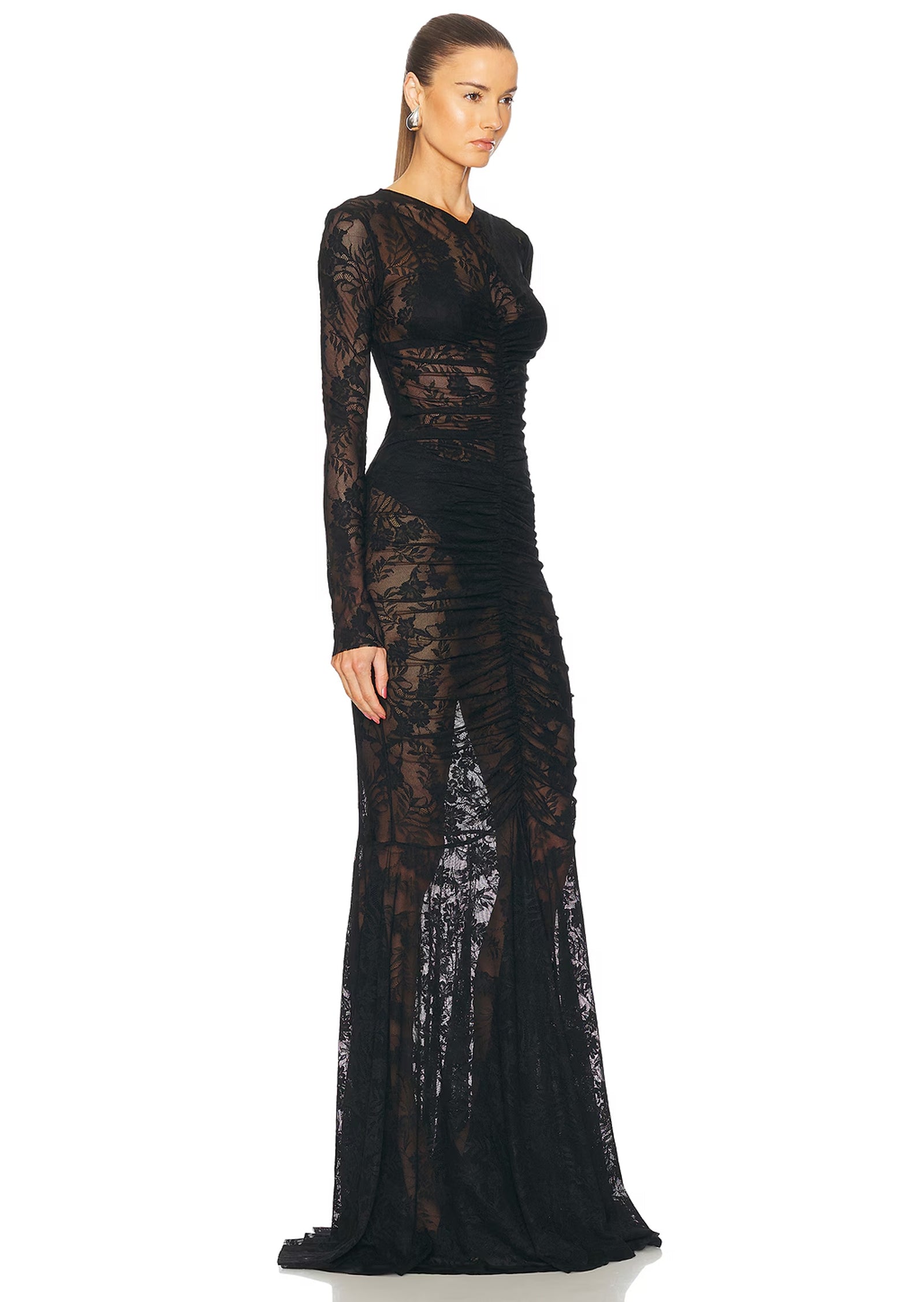 Kamali Sheer Lace Maxi Dress In Black