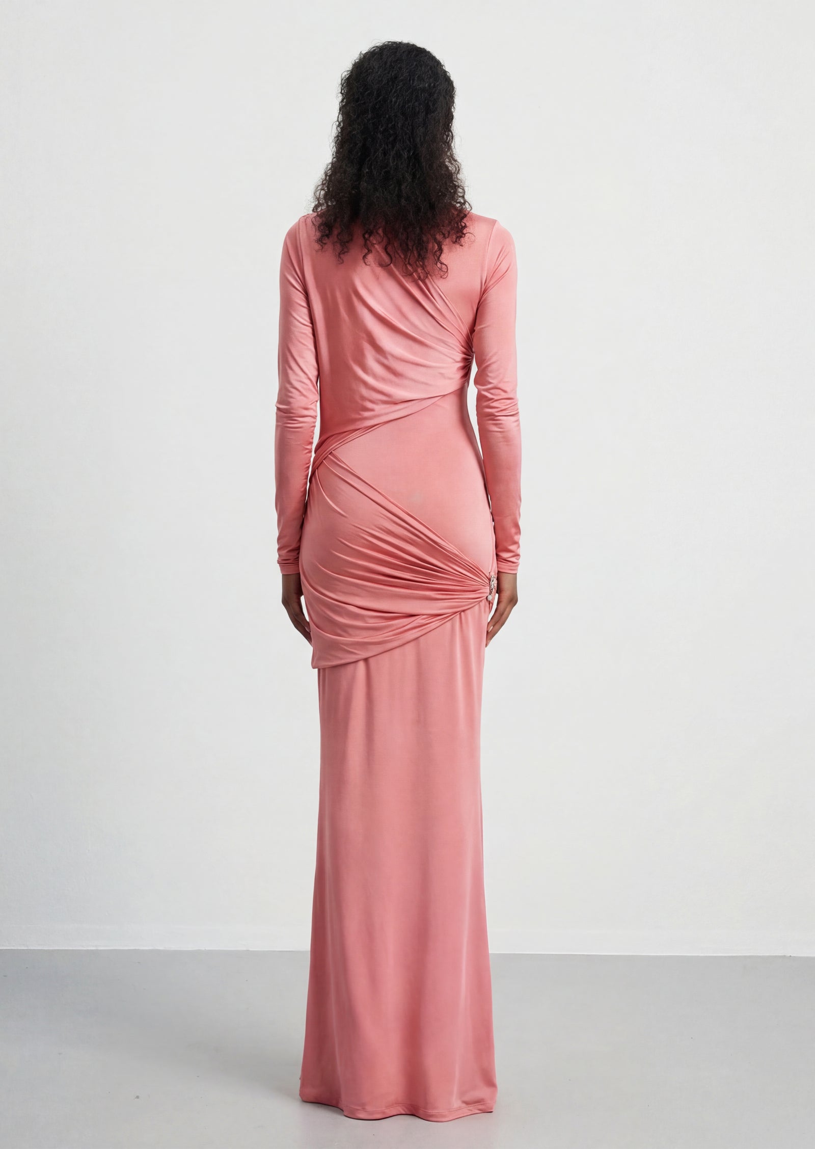 Aria High Neckline Maxi Dress In Pink