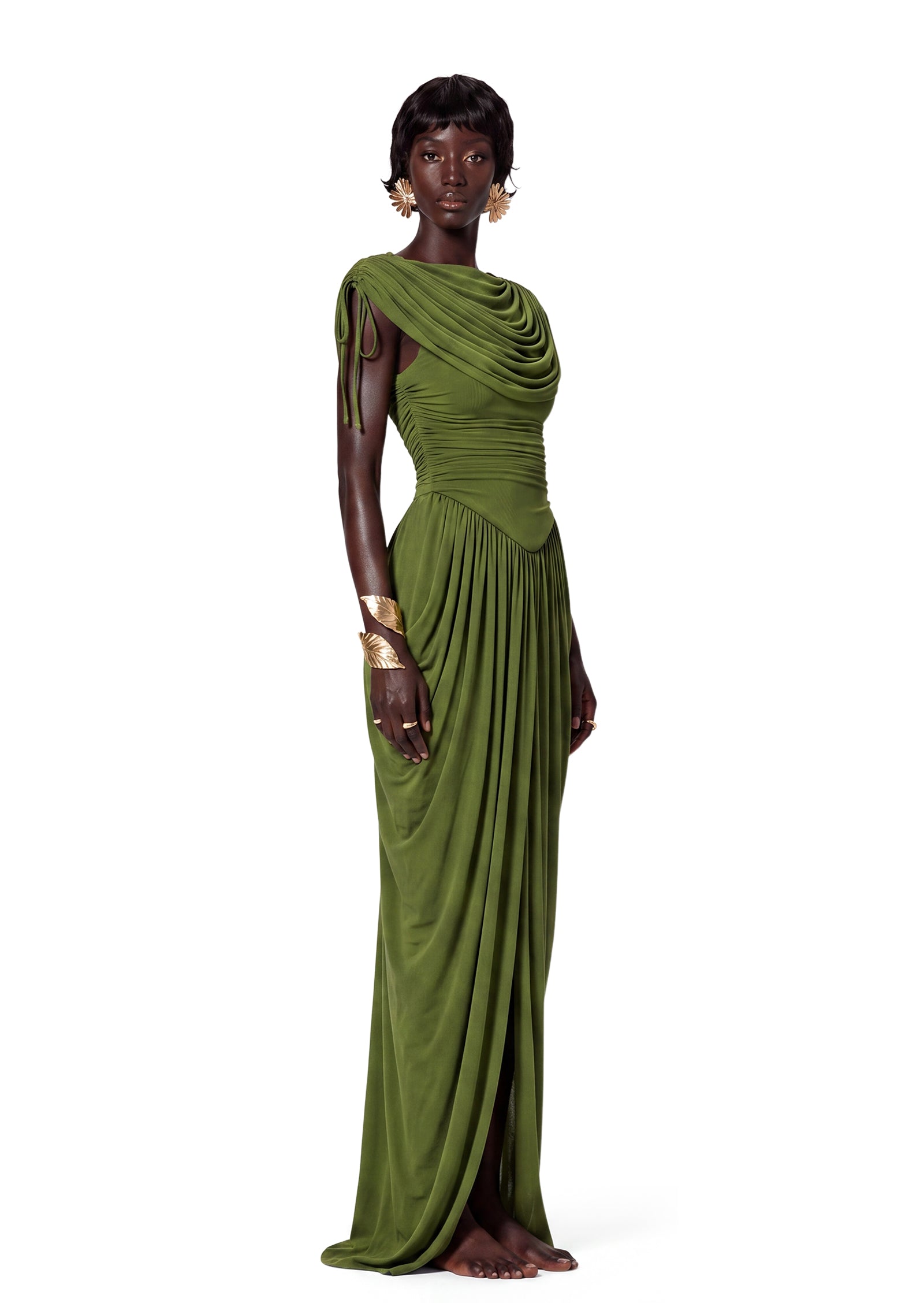 Midikleid in A-Linie mit Blumenmuster und Laternenärmeln