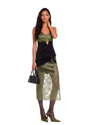 Wanda V Neck Lace Camisole Skirt Set