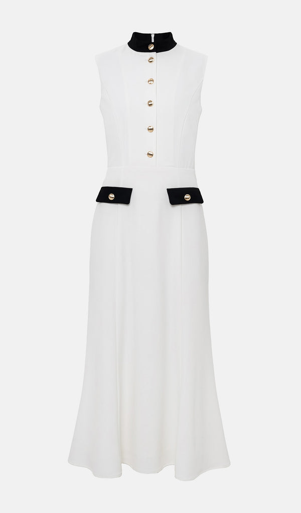 Contrasting Details Sleeveless Midi Dress