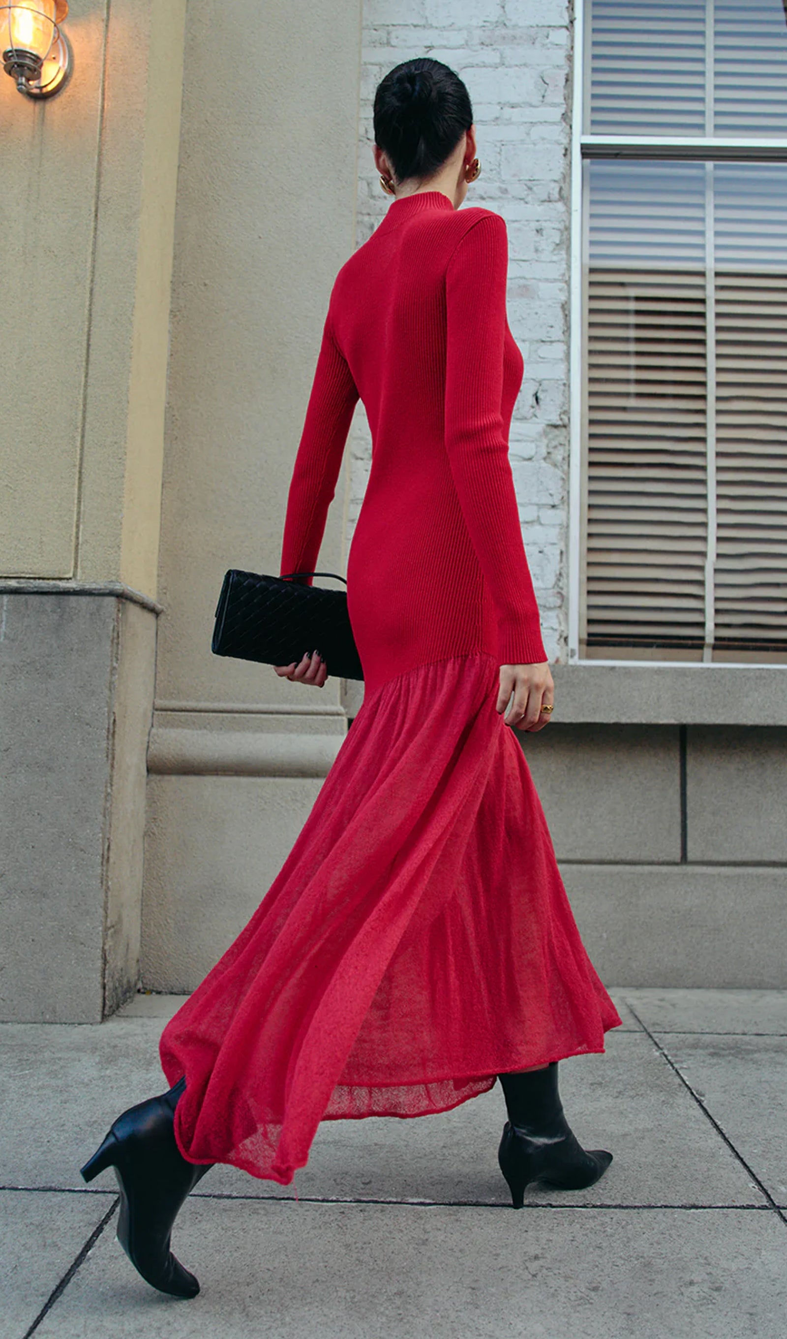 Midikleid in A-Linie mit Blumenmuster und Laternenärmeln