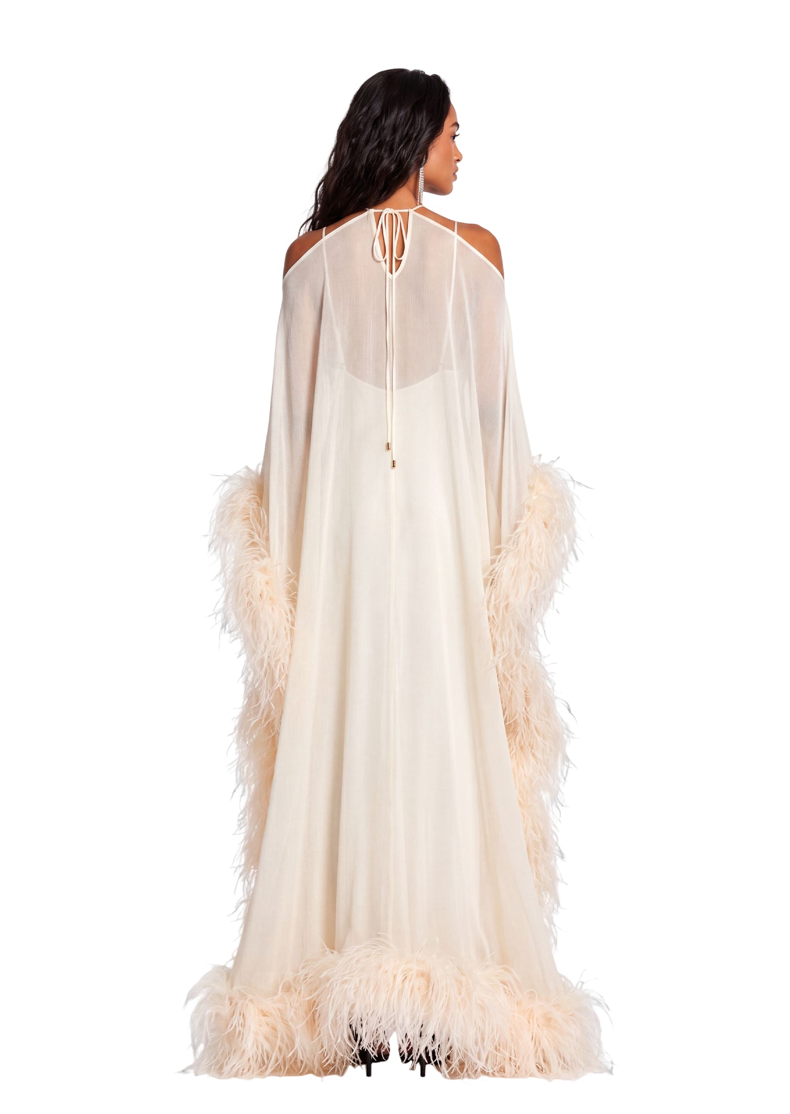 فستان ماكسي أنيق بدون أكتاف - أزرق فاتح 