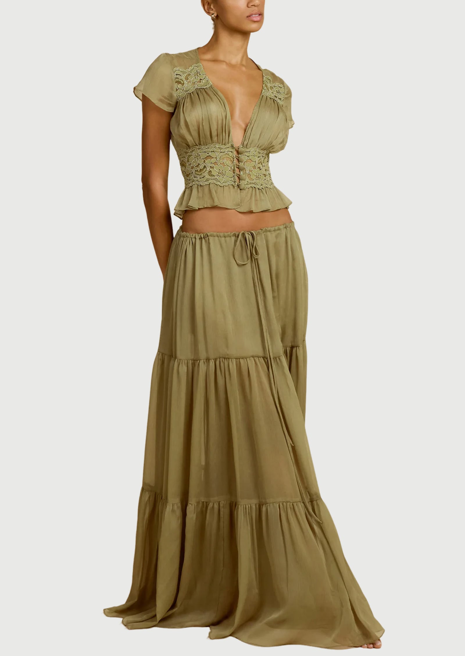 Midikleid in A-Linie mit Blumenmuster und Laternenärmeln