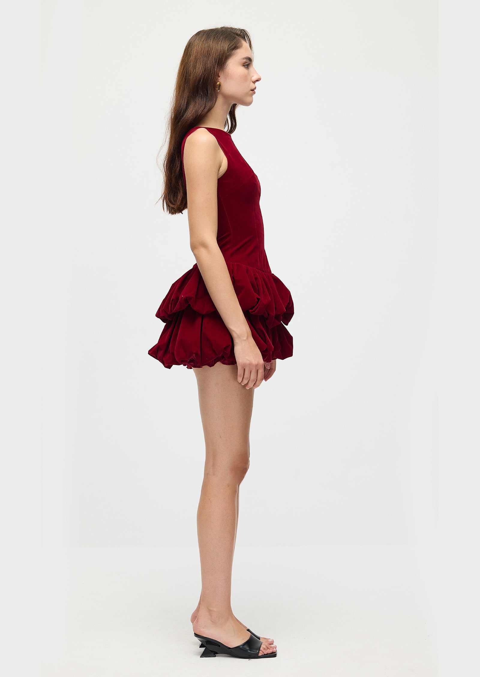 Midikleid in A-Linie mit Blumenmuster und Laternenärmeln