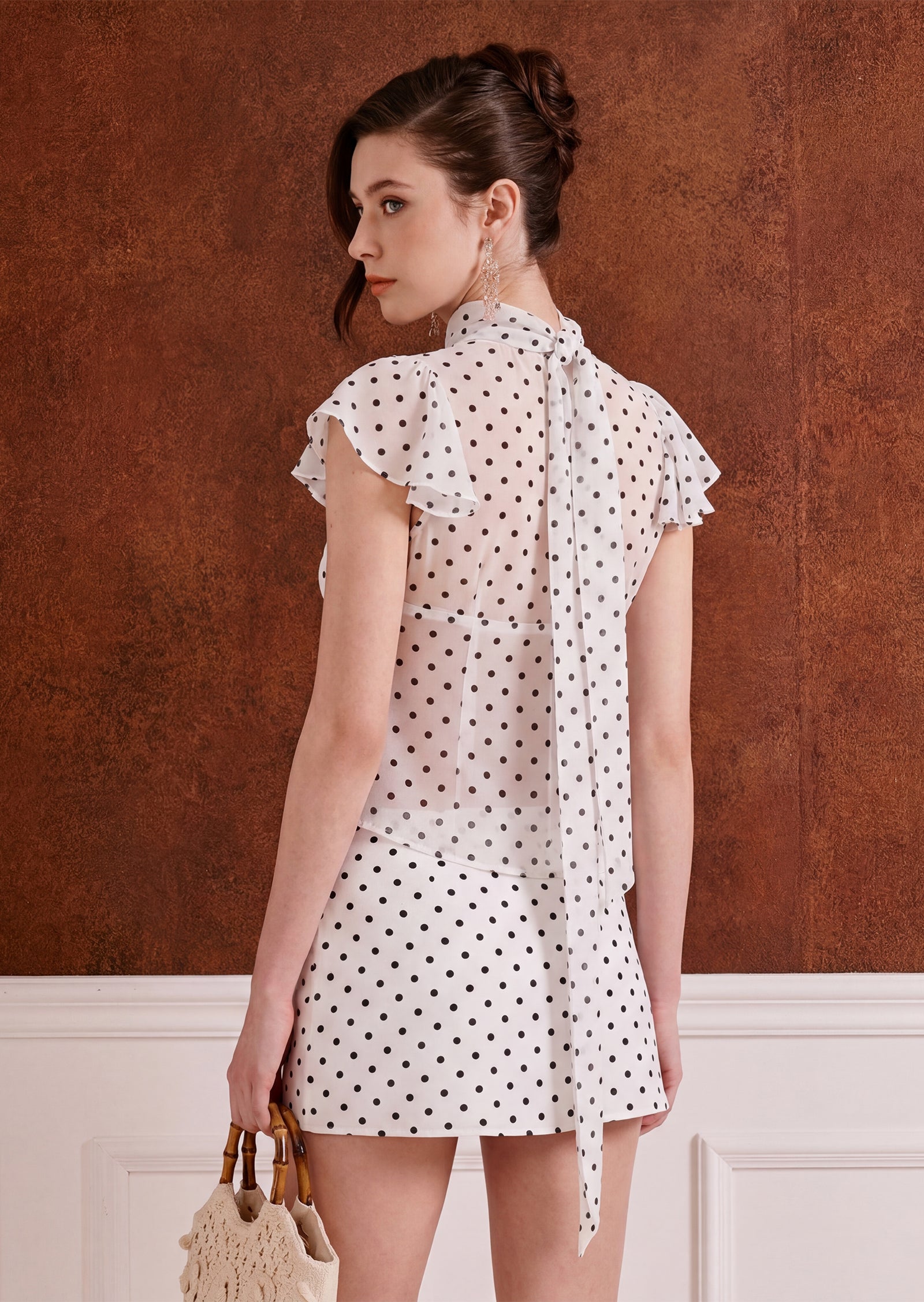 Midikleid in A-Linie mit Blumenmuster und Laternenärmeln