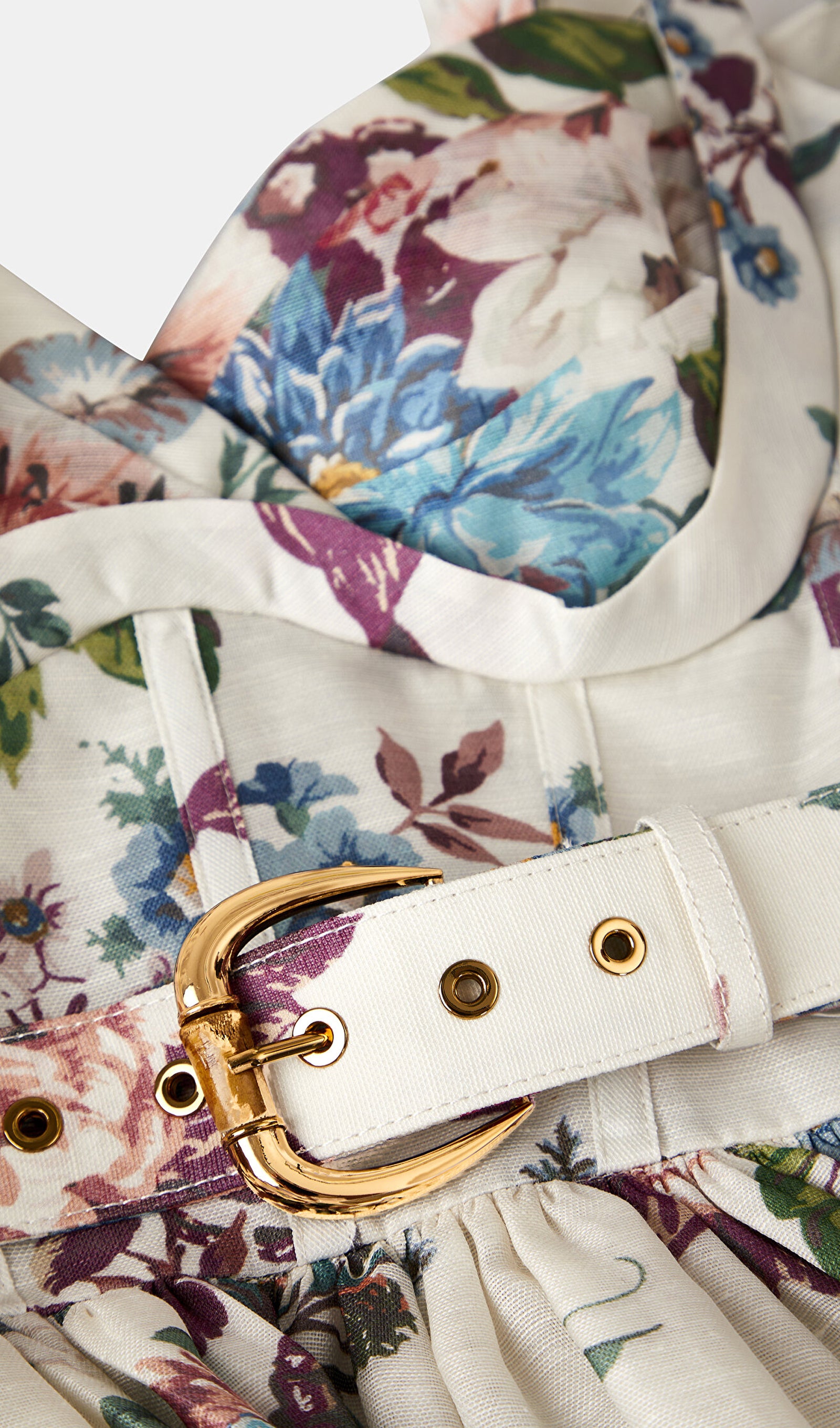 Midikleid in A-Linie mit Blumenmuster und Laternenärmeln