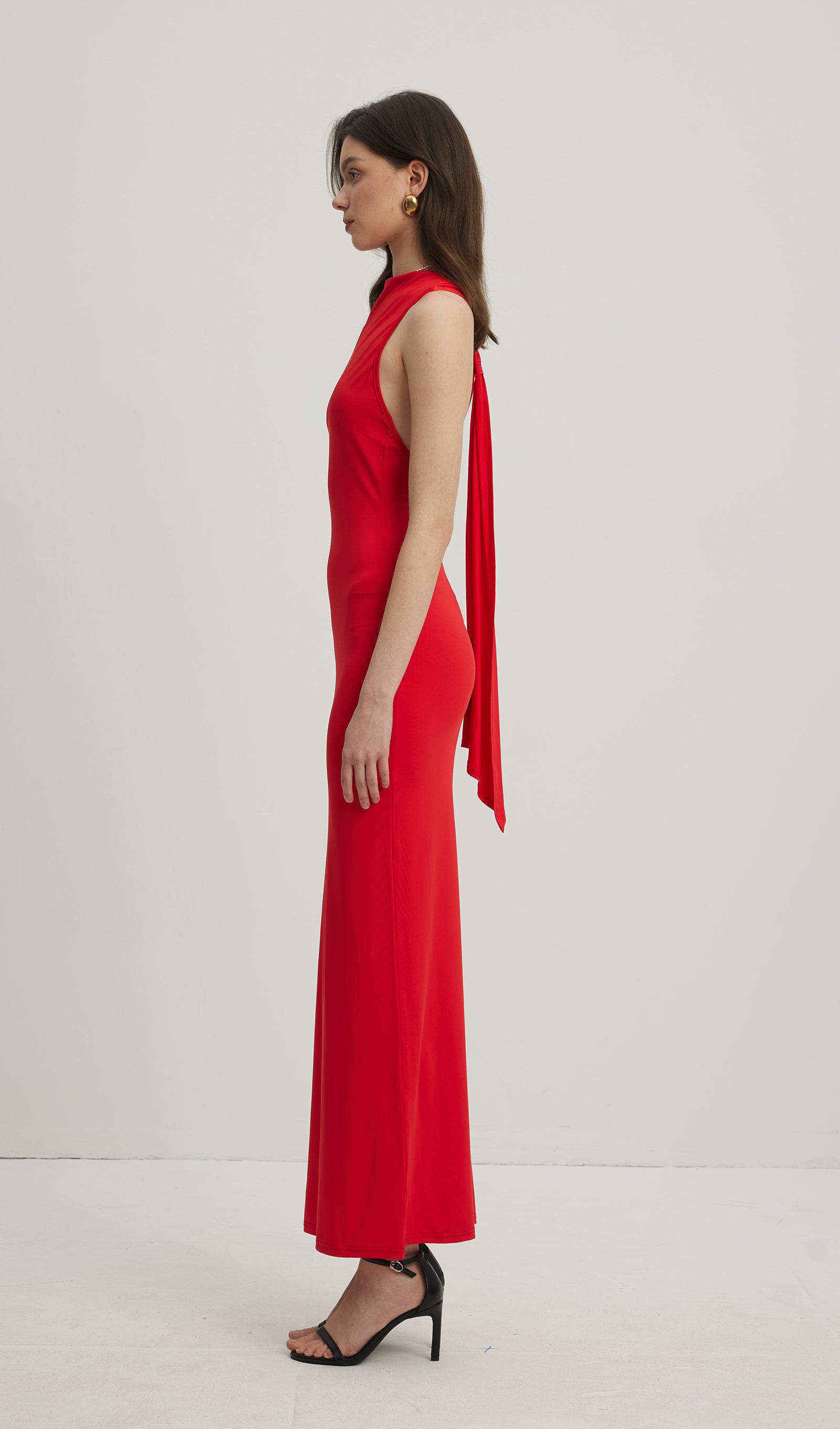 Midikleid in A-Linie mit Blumenmuster und Laternenärmeln
