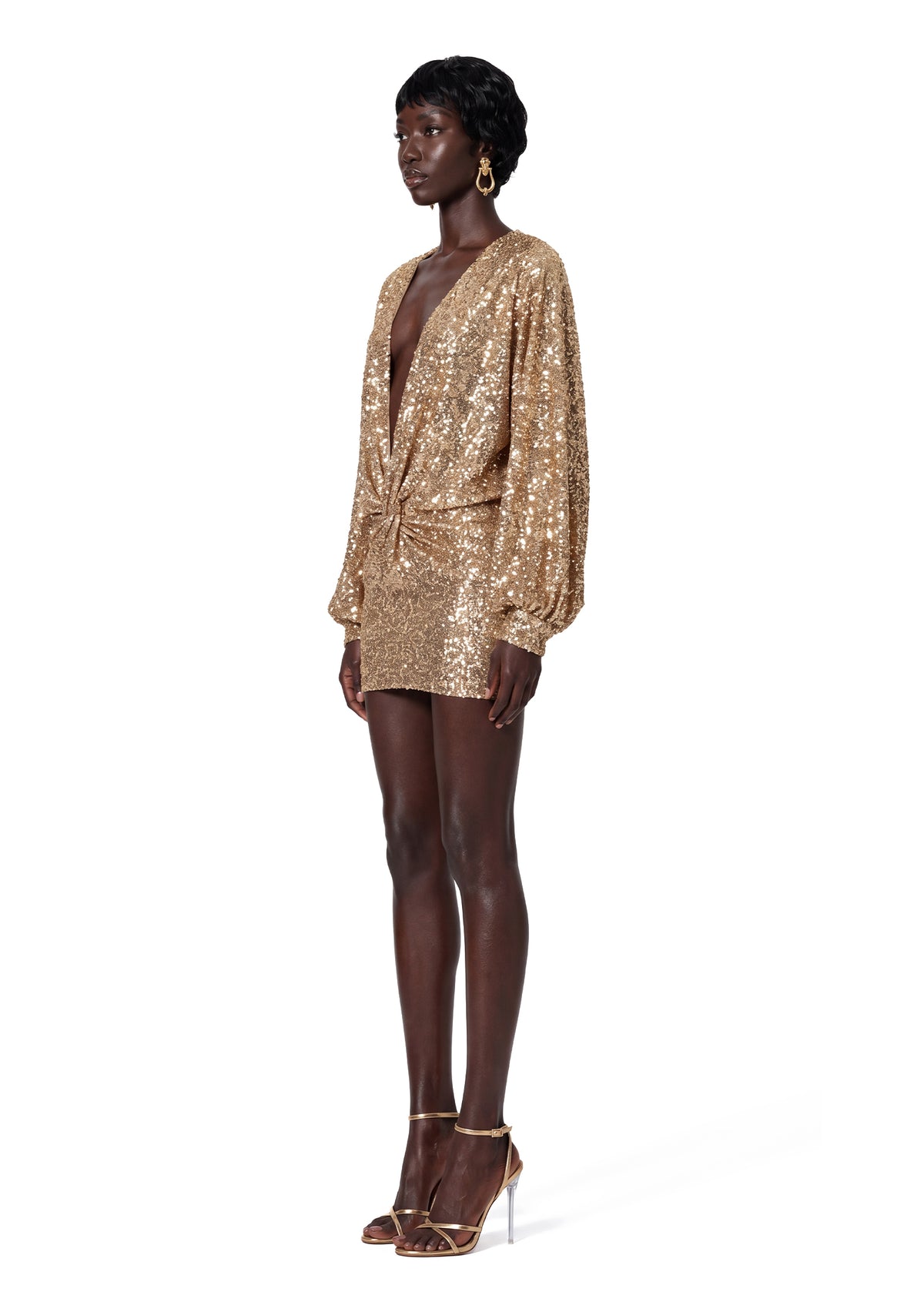 Yanka Long Sleeved Sequin Mini Dress