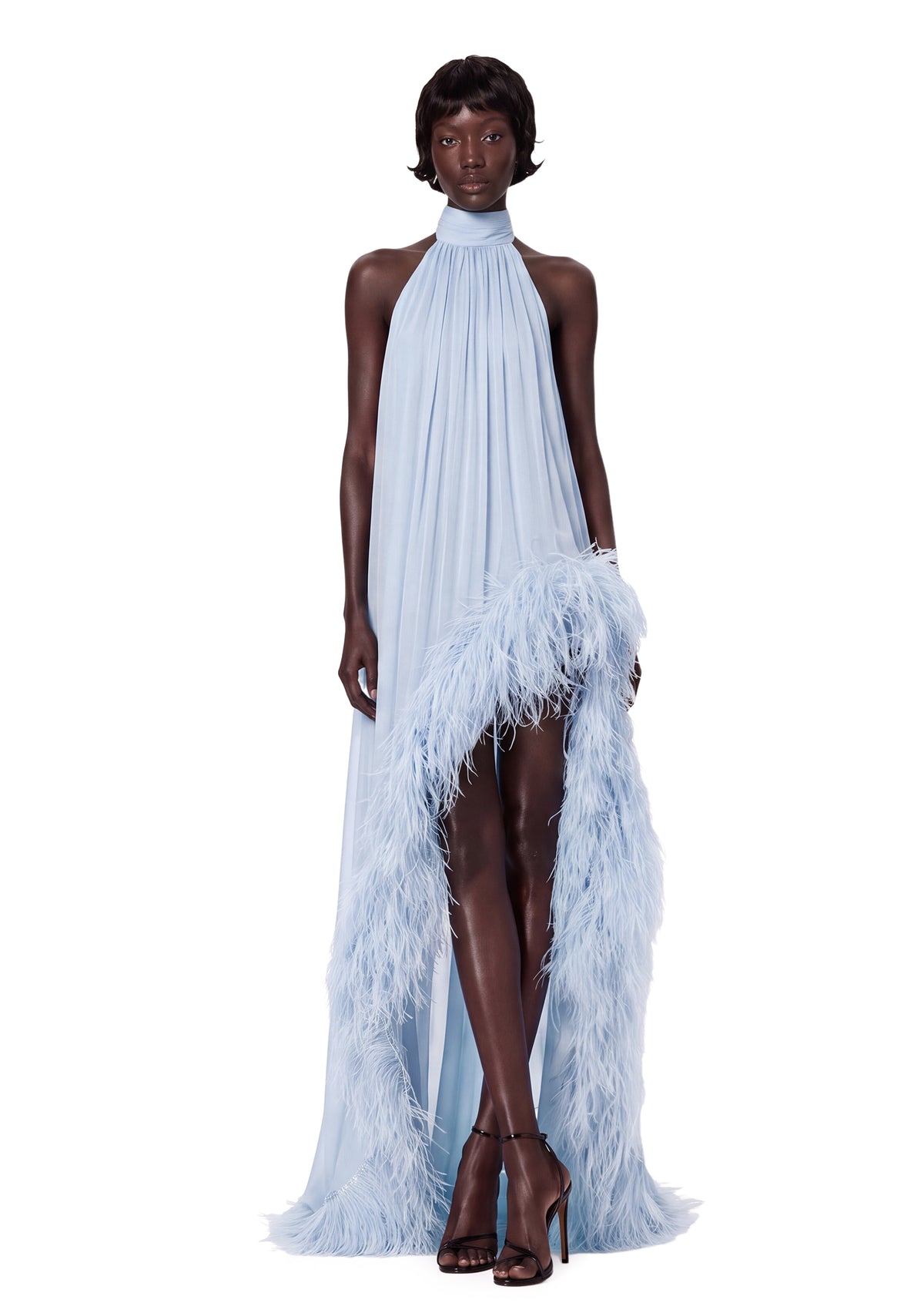 Leola Halter Neck Sleeveless Maxi Dress In Blue