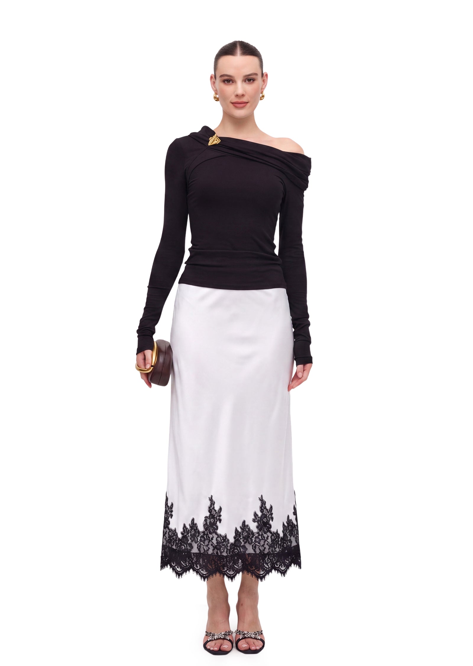 Midikleid in A-Linie mit Blumenmuster und Laternenärmeln