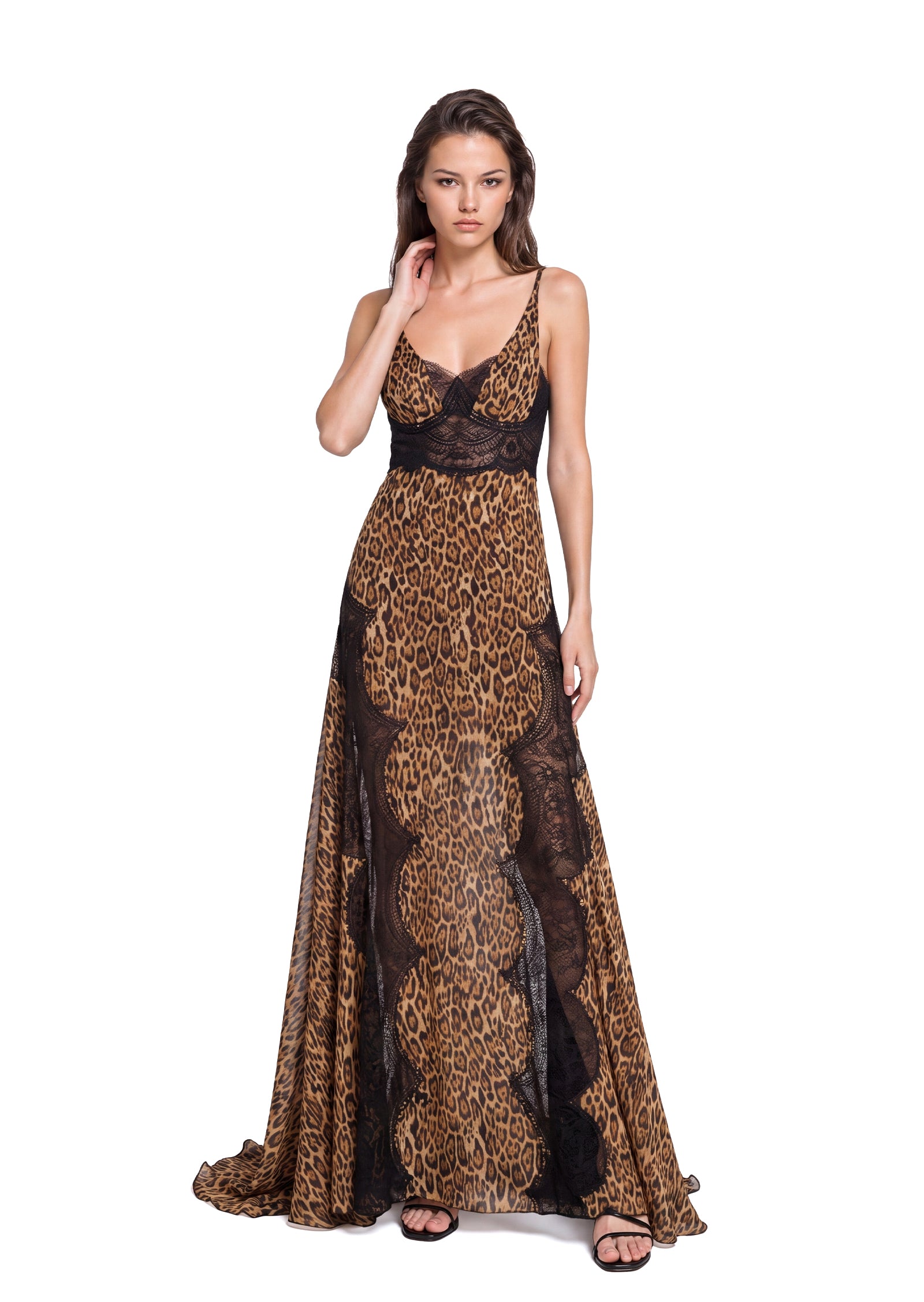 Mahina Sleeveless Printed Lace Maxi Dress