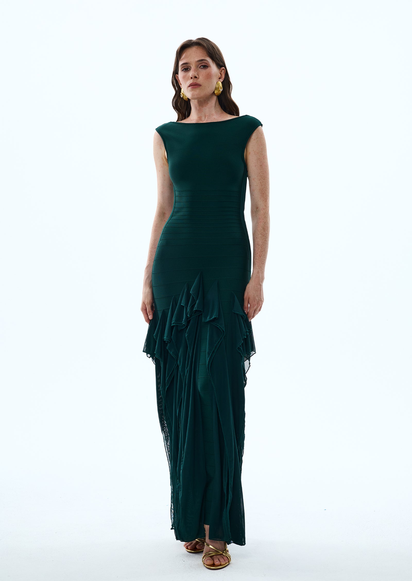 Midikleid in A-Linie mit Blumenmuster und Laternenärmeln