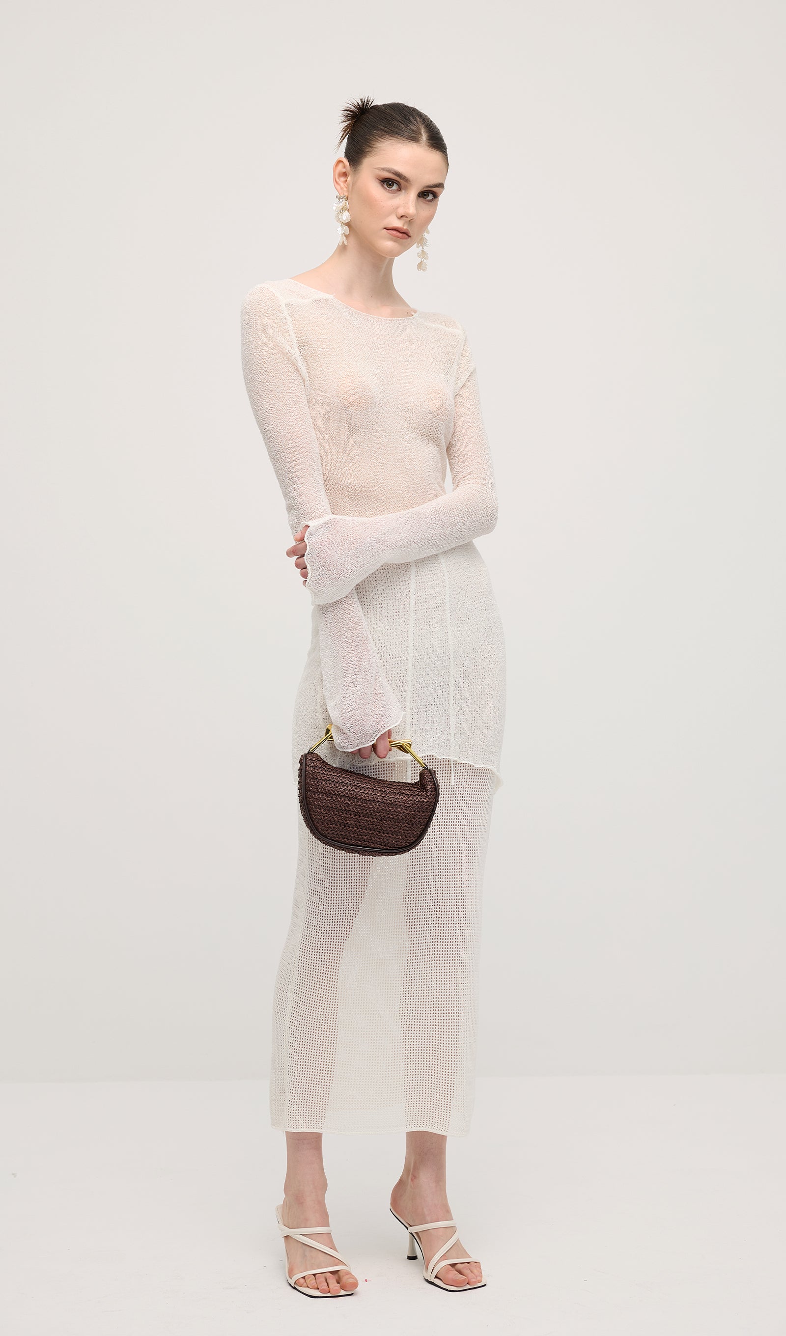 Knit Cover Up Backless Mini Dress In White