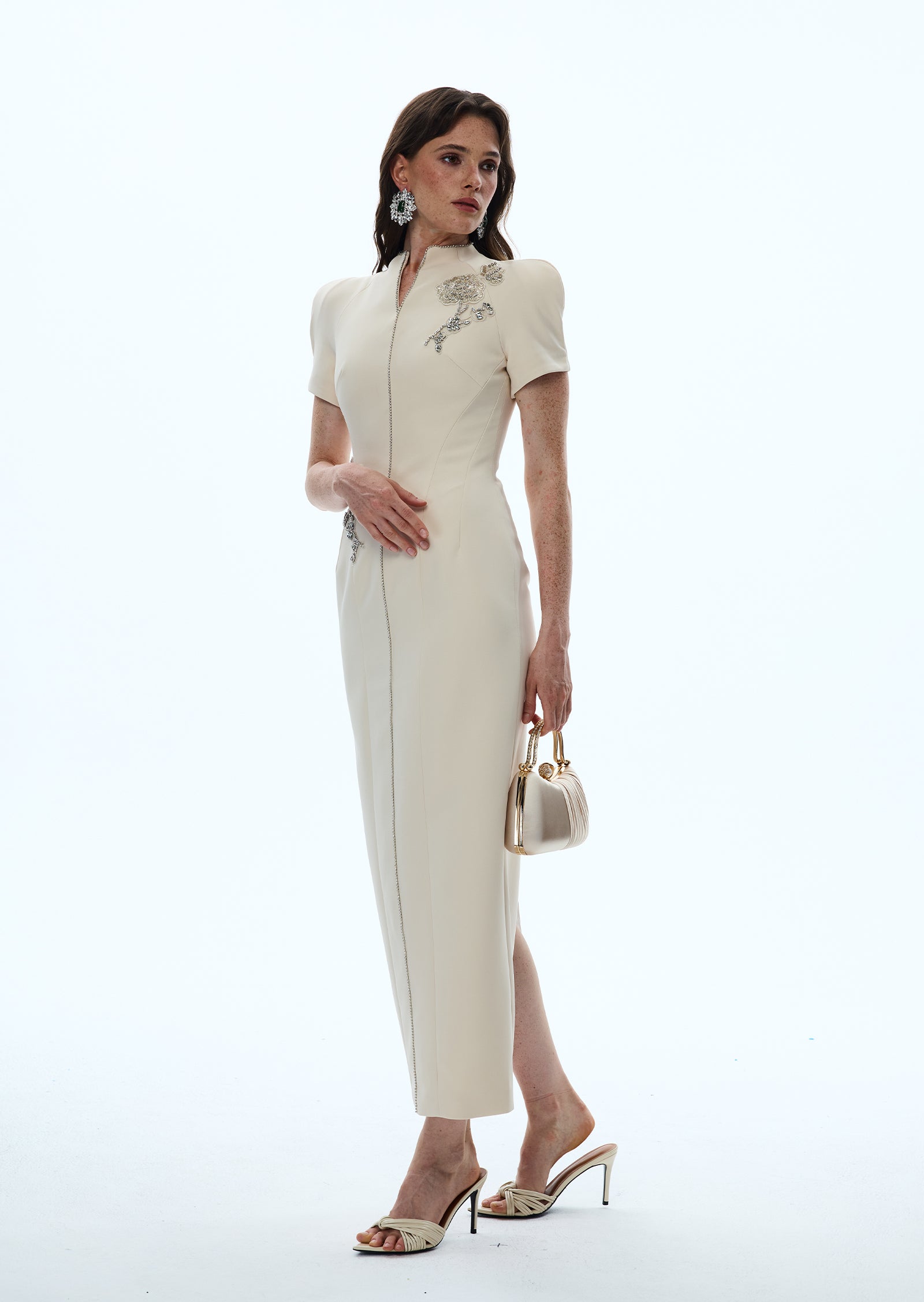 Elysia Embroidery Midi Dress