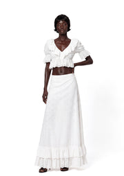 Baina Short Puff Sleeve Top And Long Skirt Set