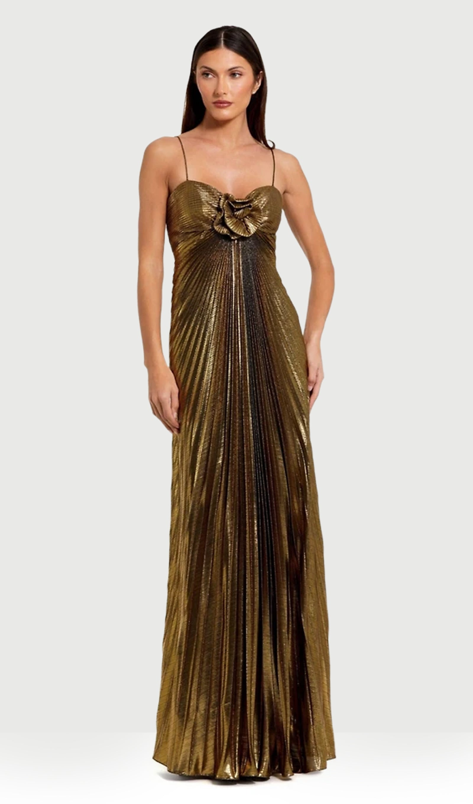 Noor Elegance Metallic Gown With 3D Flower