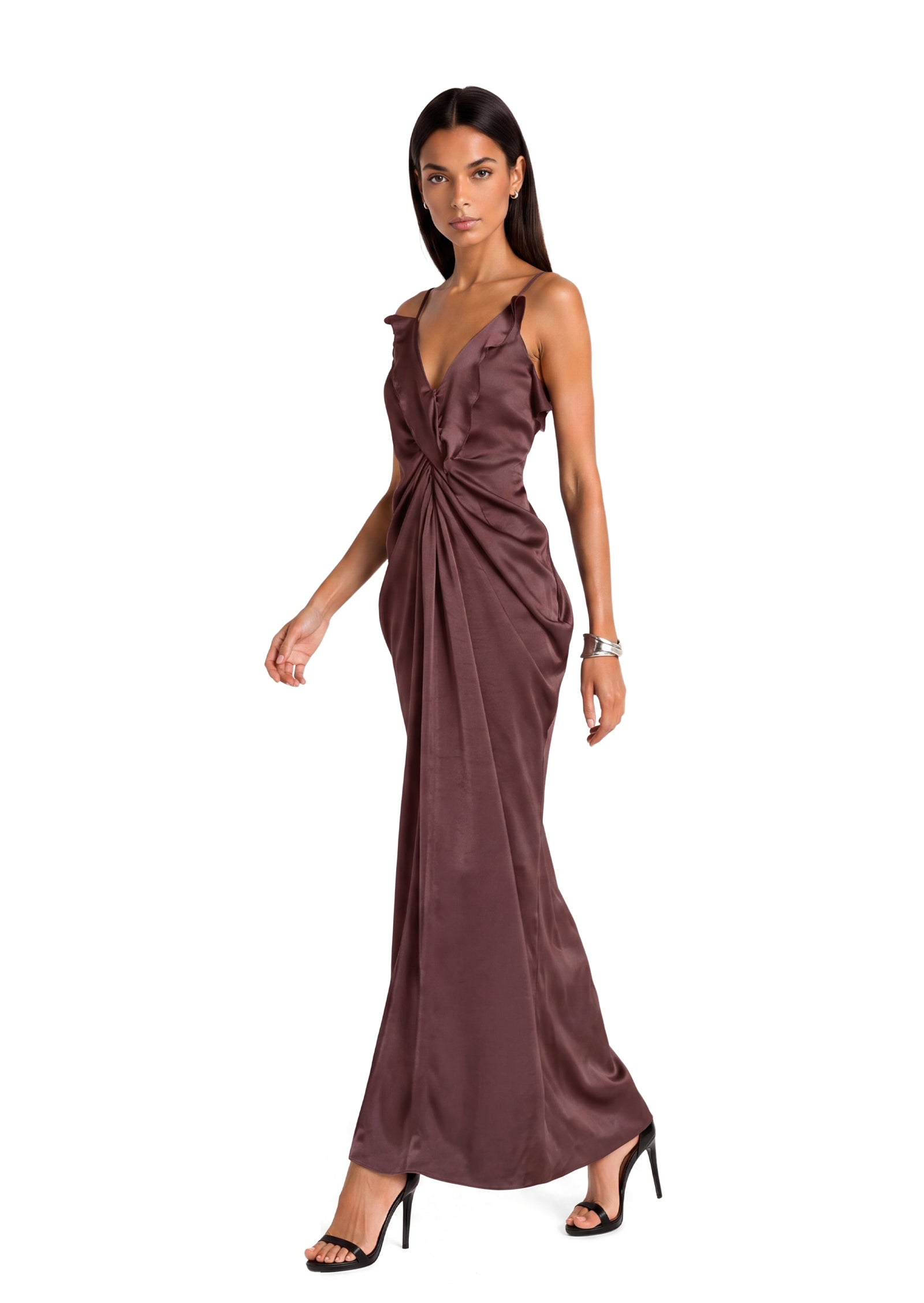 Midikleid in A-Linie mit Blumenmuster und Laternenärmeln