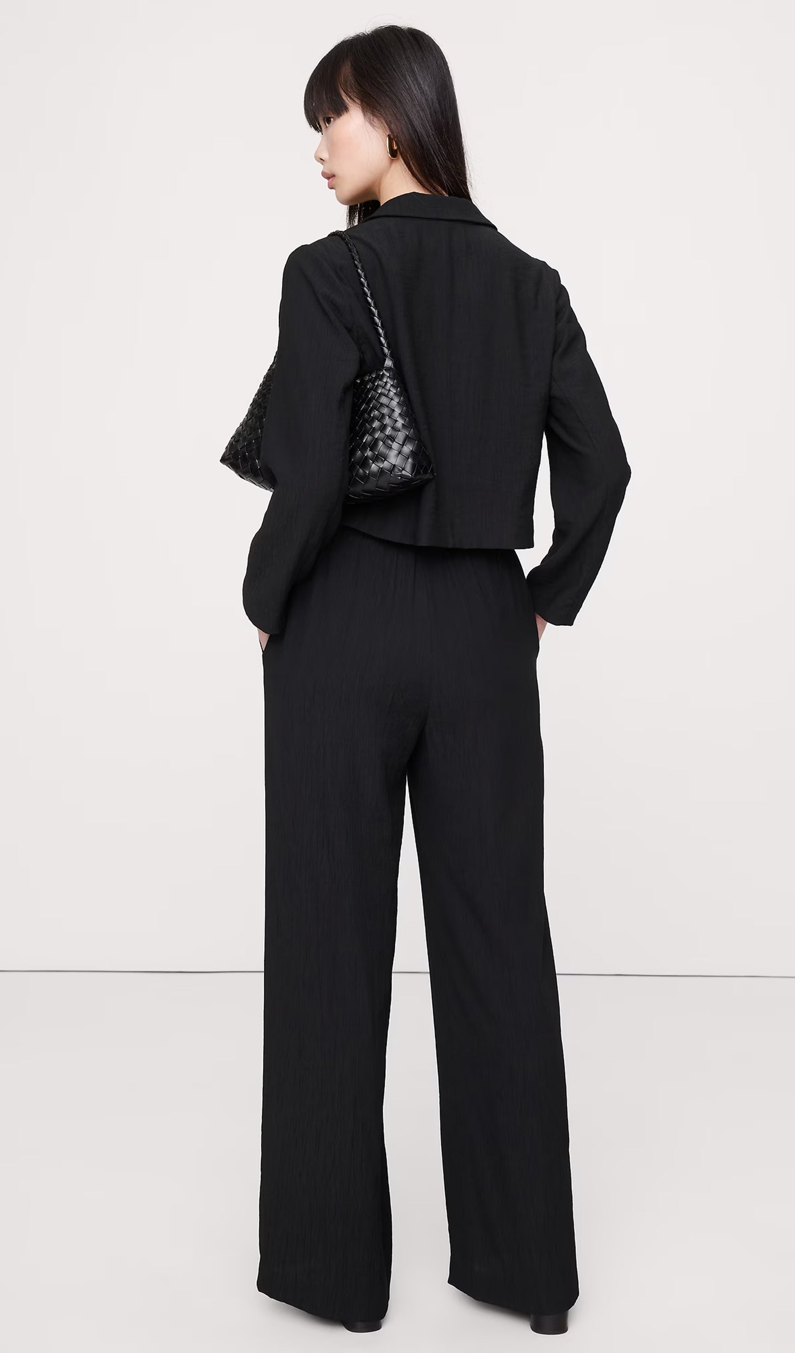Tie Front Cropped Blazer & Wide Leg Pants Sets