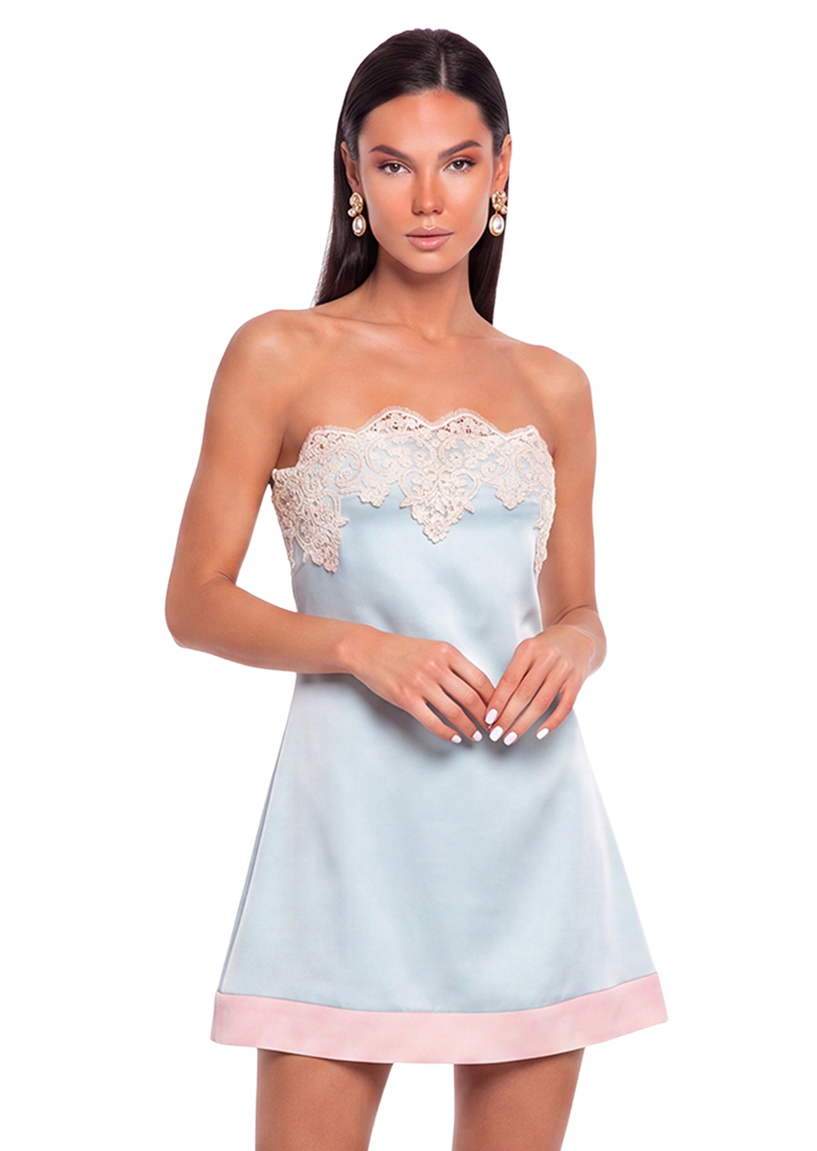Midikleid in A-Linie mit Blumenmuster und Laternenärmeln