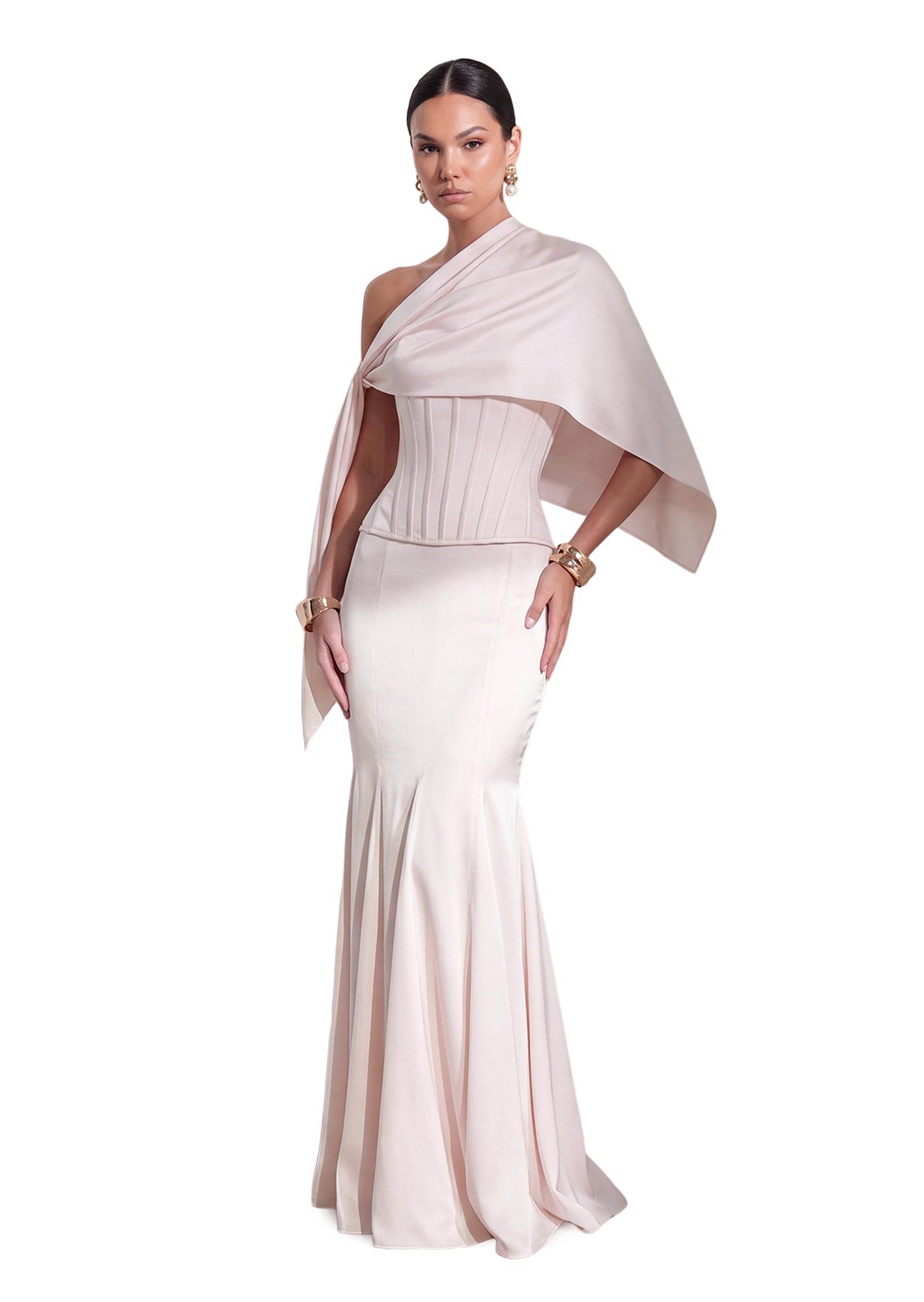 Saba Satin Fishtail Top And Fishtail Skirt Set