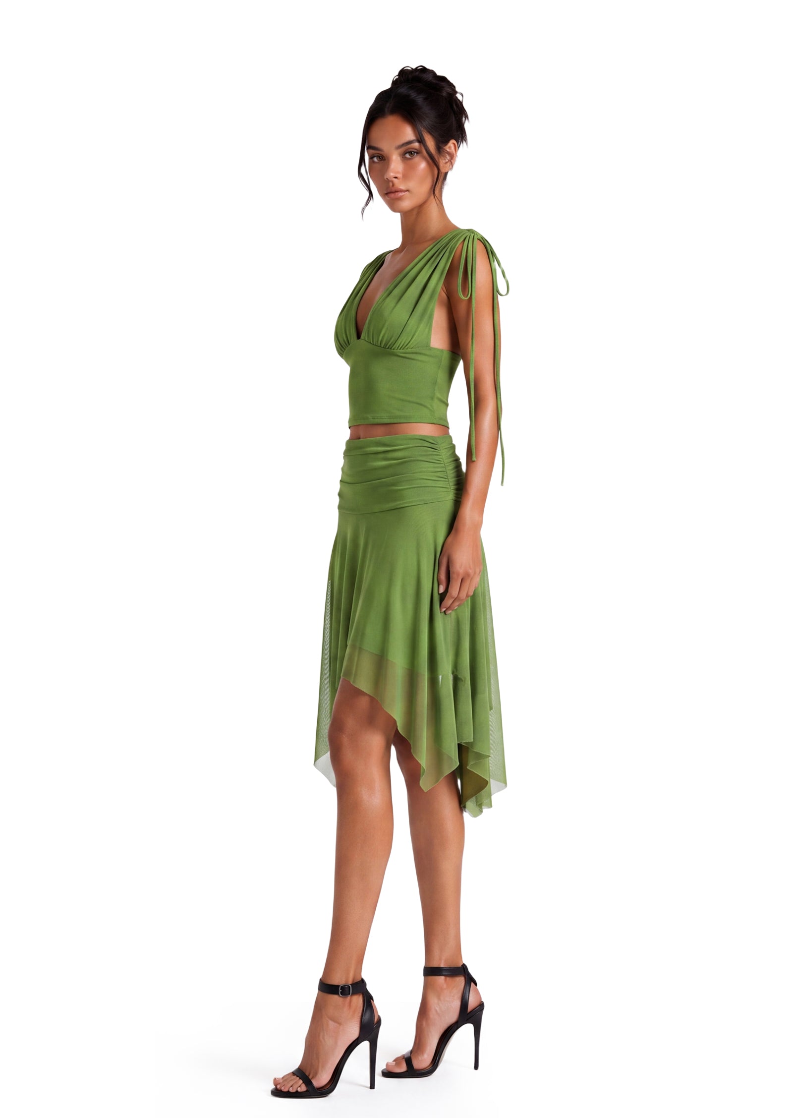 Gaius Deep V Neck Top & Skirt Set